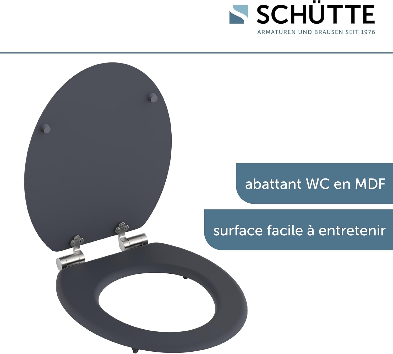 Thumbnail 2 de SCHÜTTE Cuvette Toilette Bois avec frein de chute – Abattant bois gris, MDF résistant
