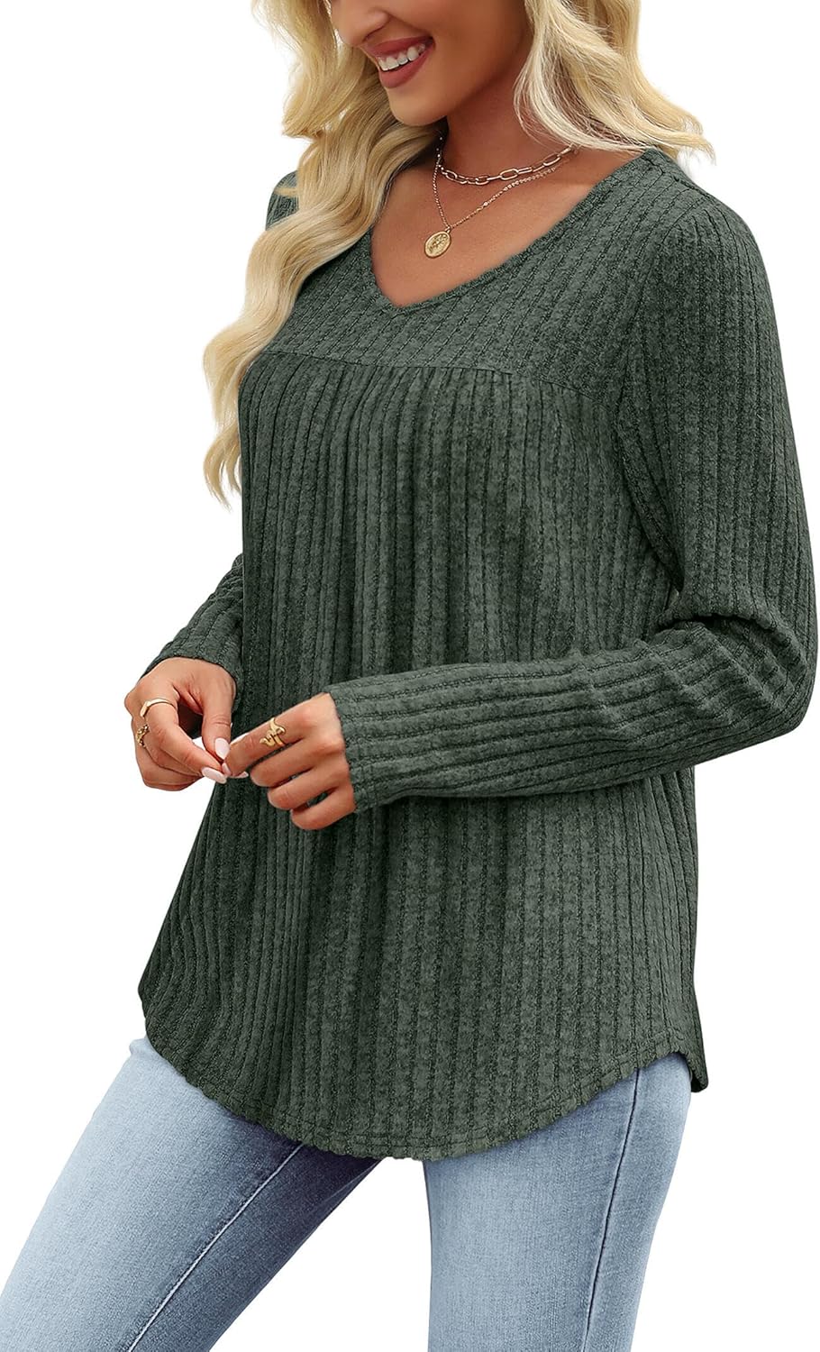 Thumbnail 3 de WIHOLL V-Neck Lightweight Tunic Top for Women