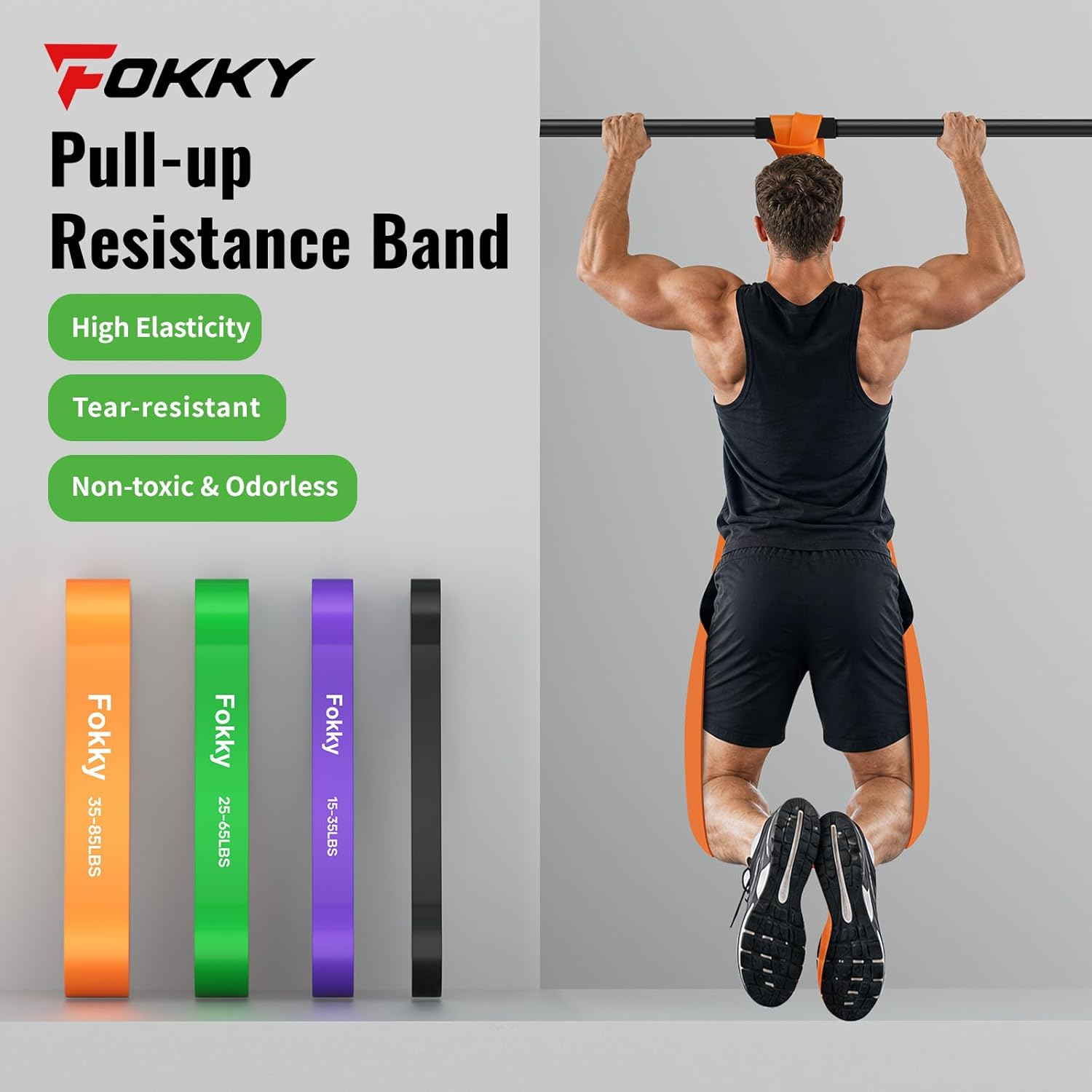 Detalle de Fokky Elastici Fitness Set: 4 livelli di resistenza con ancoraggio porta e borsa