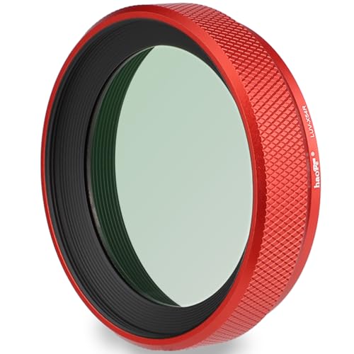 Detalle de Haoge LUV-X54R: 2-in-1 Metal Lens Hood and UV Filter for Fujifilm X100V/X100VI (Red)