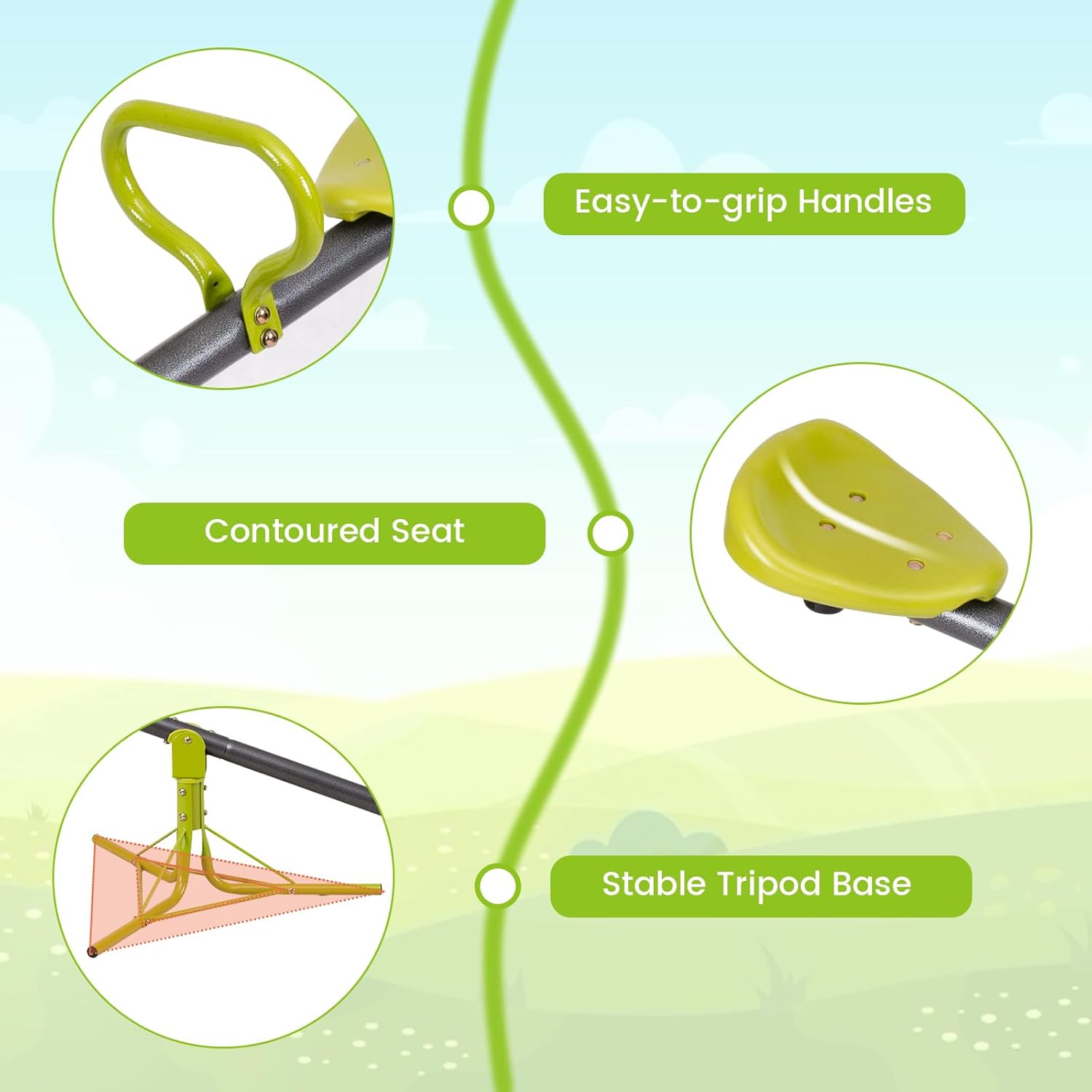 Detalle 2 de Costzon Teeter Totter Seesaw for Kids Outdoor — 360° Swivel Seesaw Playground Equipment for Toddlers