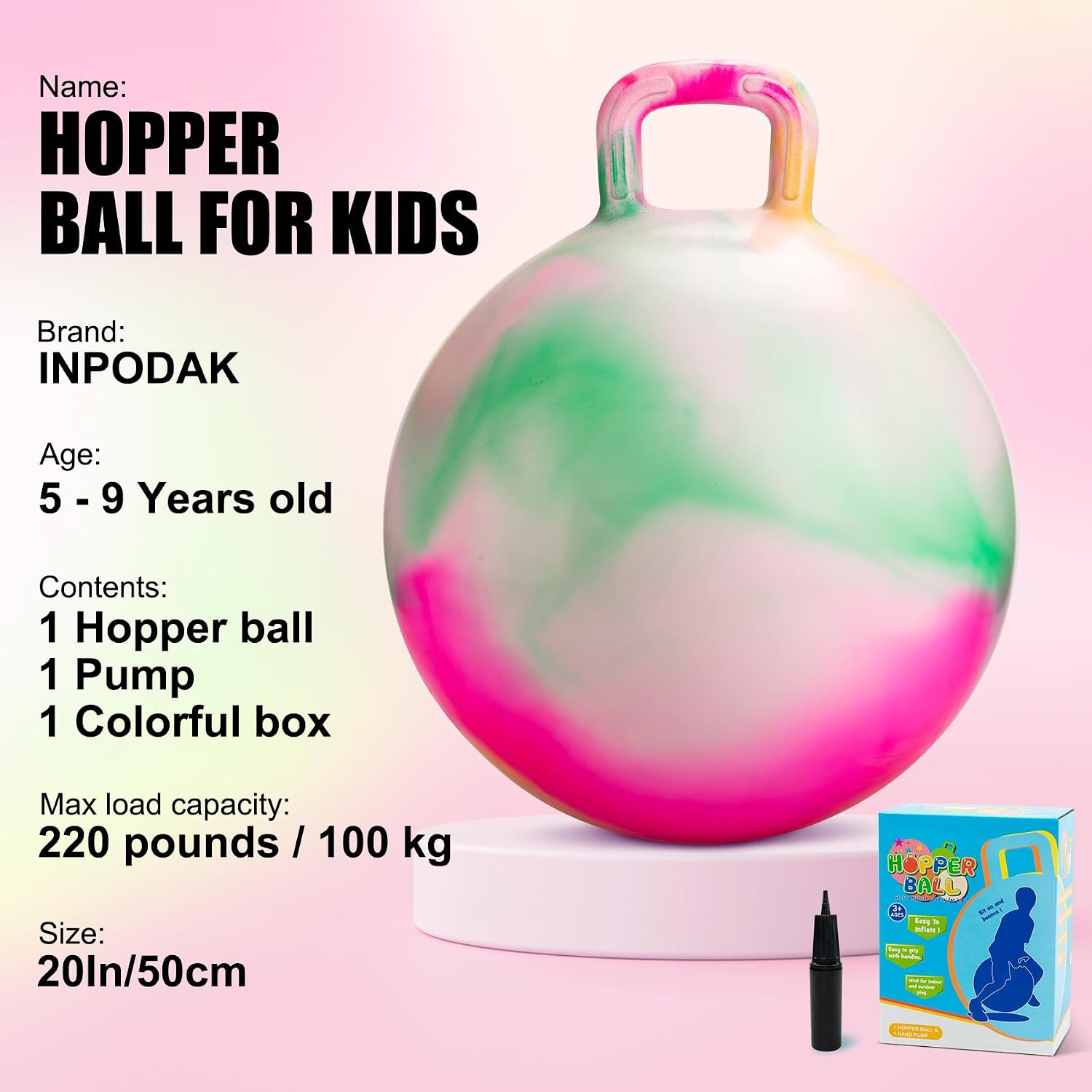 Detalle de Hopper Ball 20 Inch with Handle for Kids — Pink