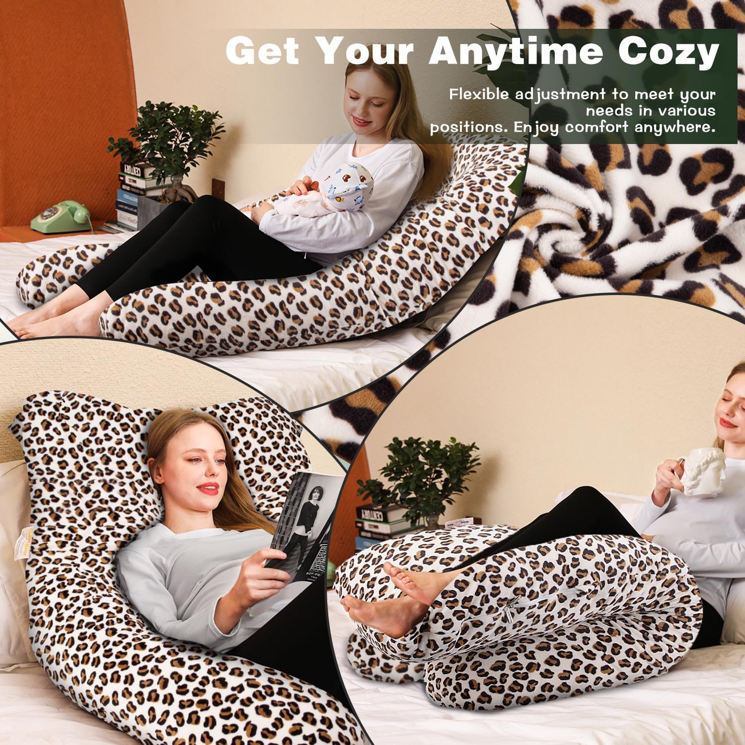 Thumbnail 3 de Chilling Home 55-inch U-shaped pregnancy pillow with washable cover (Leopard Print)