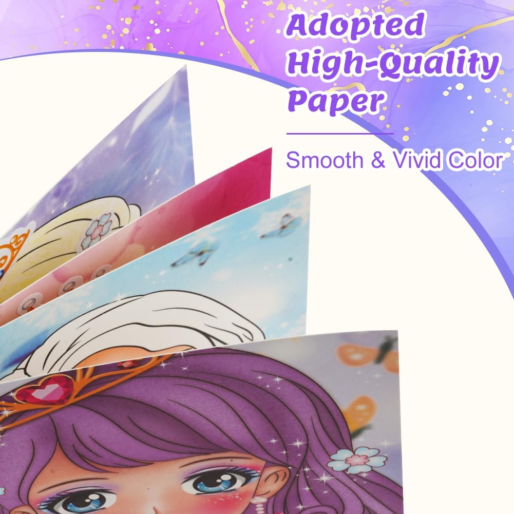 Thumbnail 4 de Aomig Libro di Pittura Ad Acquerello per Bambini: Kit di trucco di carta per principesse, set da viaggio per ragazze
