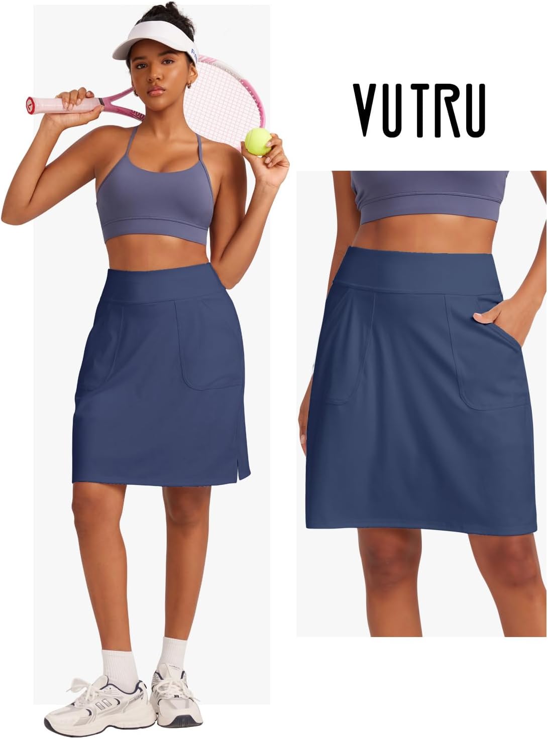Thumbnail 3 de VUTRU Tennis-Skirt für Damen mit integriertem Innenhorts – knielanger Activatewear Rock mit Hoseunterlage