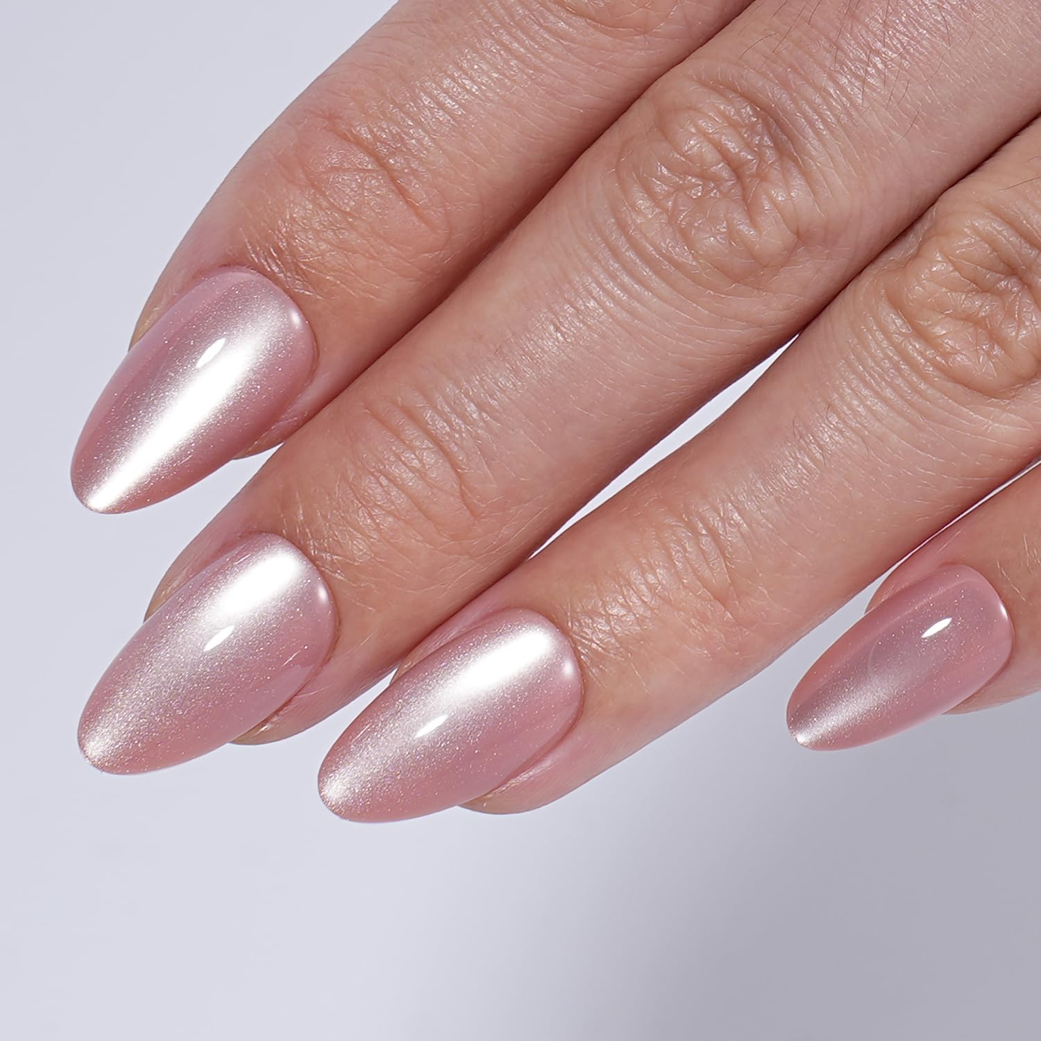 Detalle de WiniBeauty Cat Eye Press-On Nails, Mauve Short Almond, 32-Piece Kit