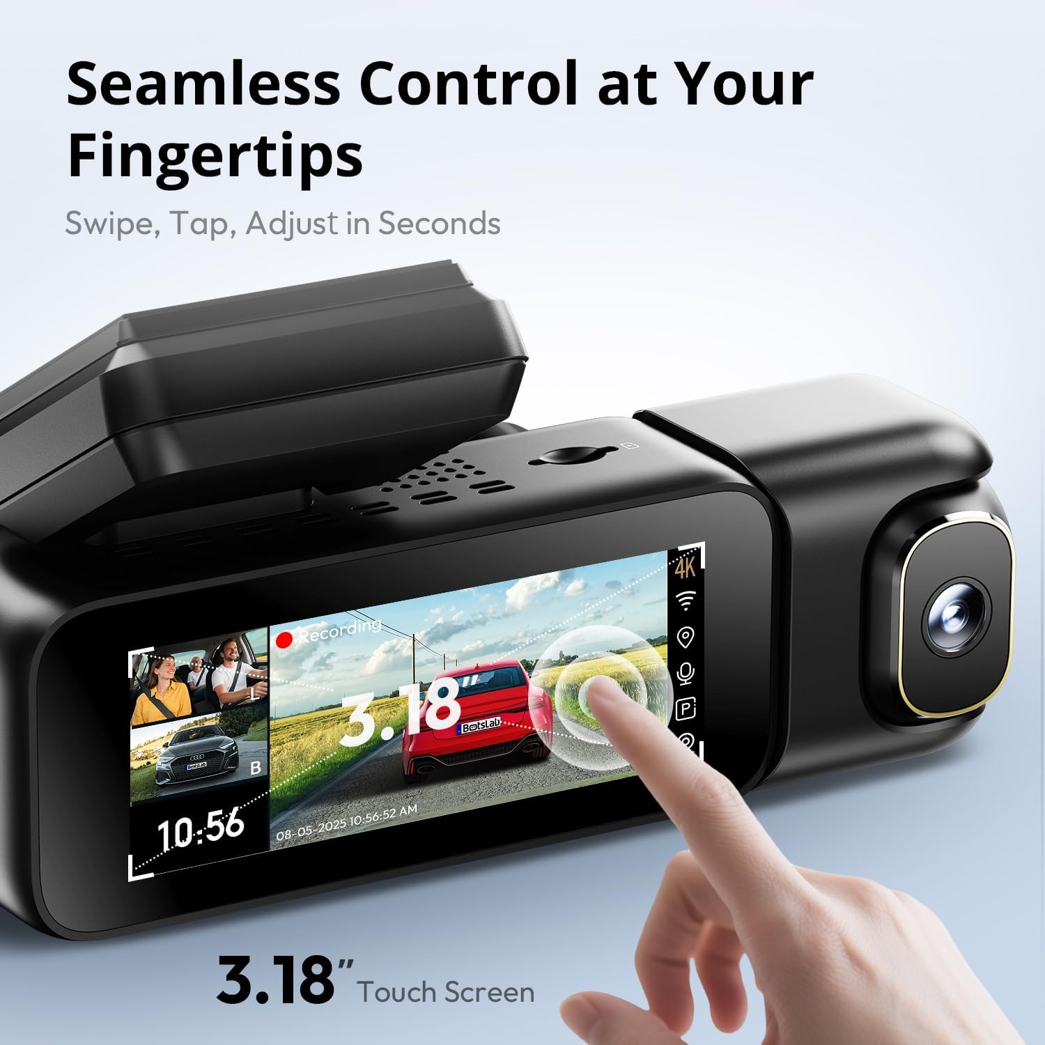 Thumbnail 6 de BOTSLAB 3 Channel 4K Dash Cam: Front, Rear and Inside with 128GB Included