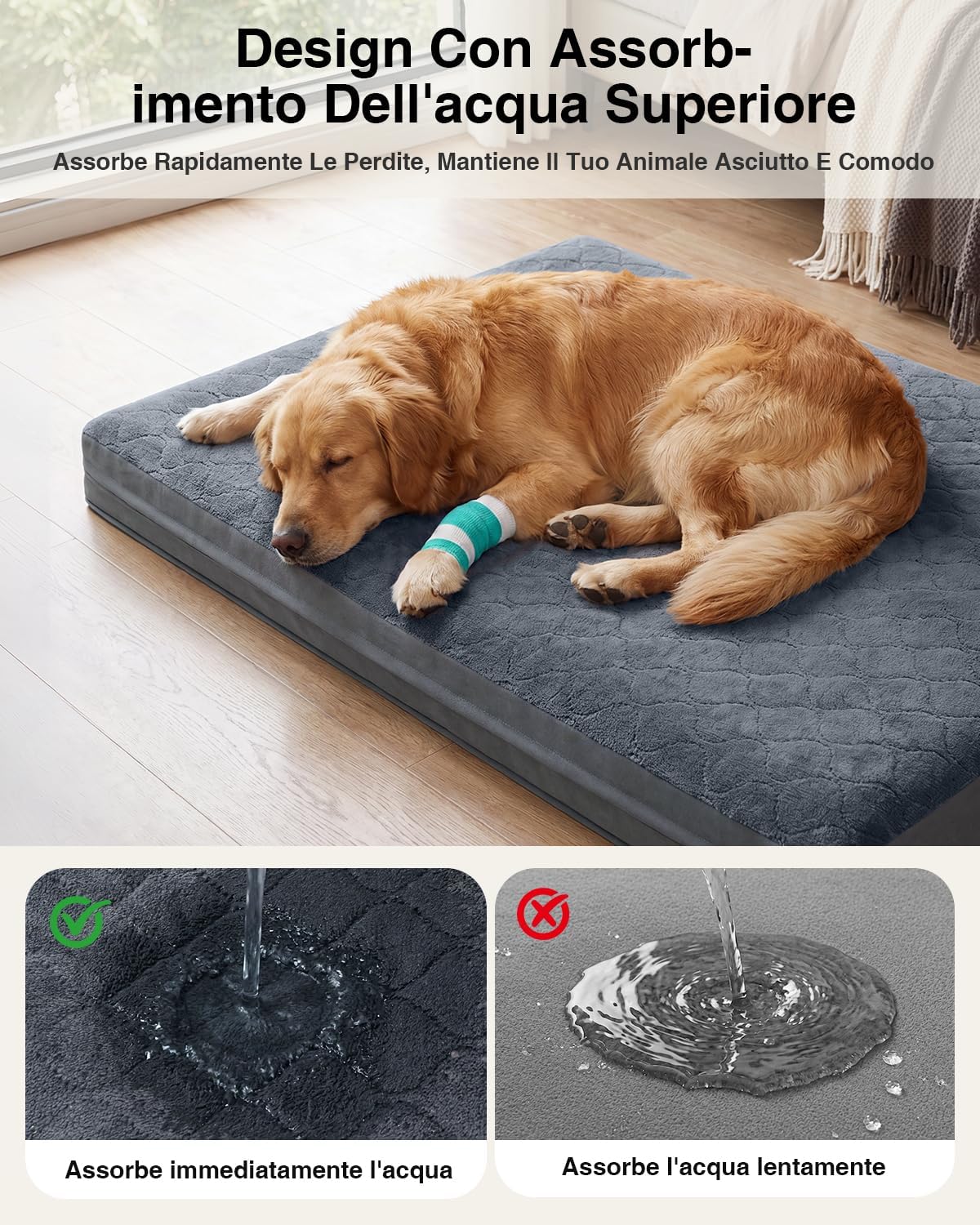 Detalle de Favodormir Cuccia Cane Interno Taglia Grande XL-119x73x9cm: Cuccia impermeabile e sfoderabile per cani grandi