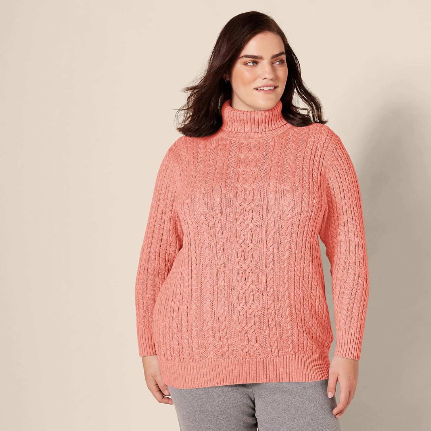Thumbnail 4 de Amazon Essentials Women's Cable Knit Turtle Neck Jumper (Plus Size)