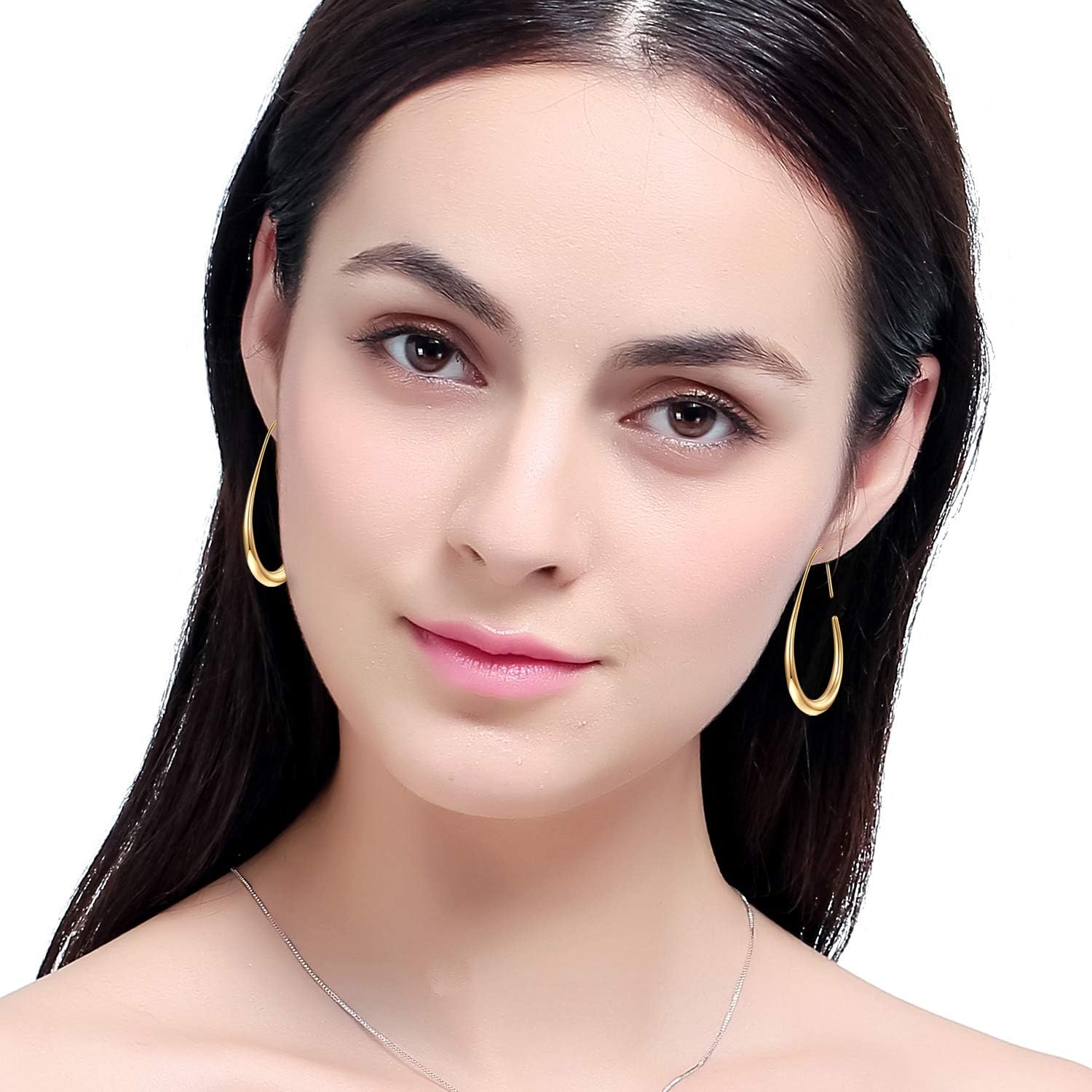 Thumbnail 4 de Lightweight Teardrop Hoop Earrings for Women – 14k Gold Plated