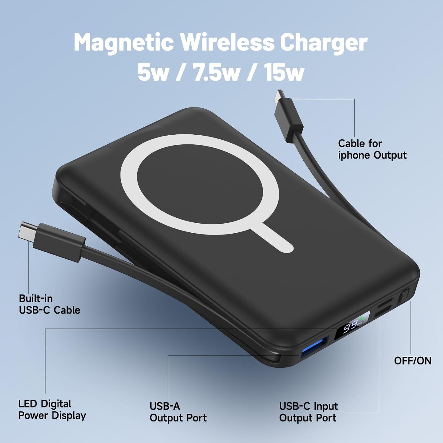 Thumbnail 4 de Vexnara Powerbank MagSafe 10000mAh – Caricatore Portatile Wireless 20W con Display LED