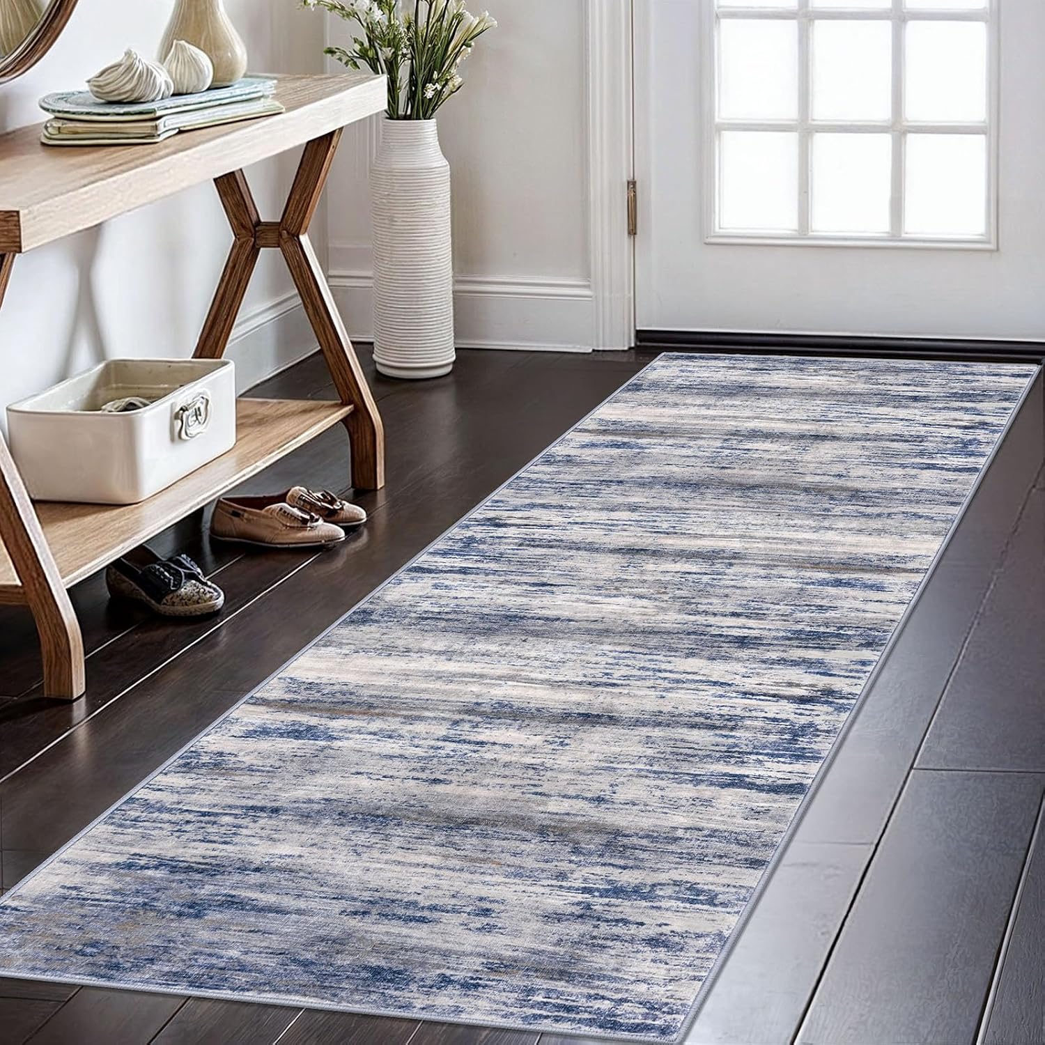 Detalle de KOZYFLY Modern Abstract Washable Rug Runner (2x6) for Hallways, Entryways & More