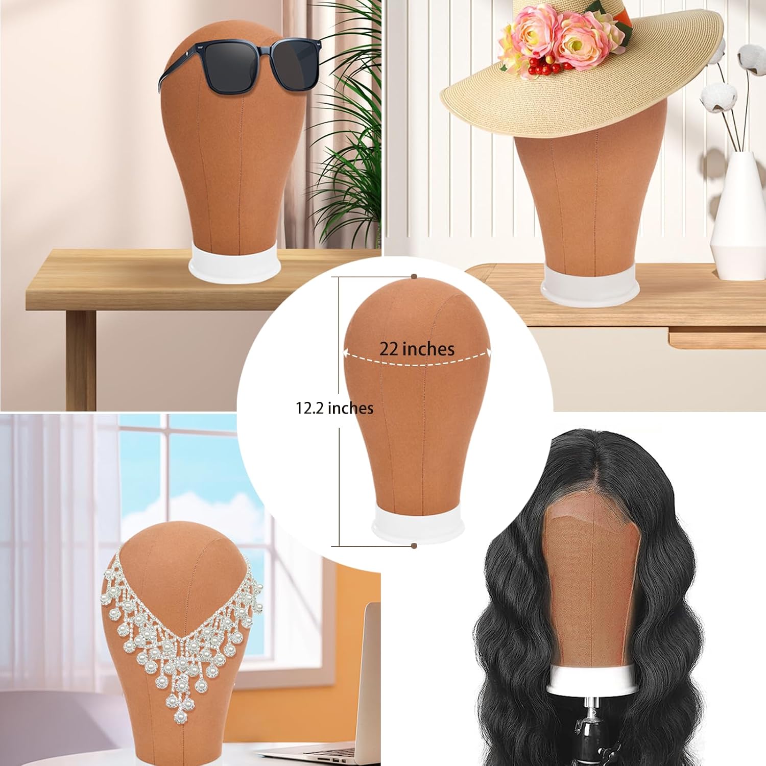 Thumbnail 6 de 22-inch Canvas Head with Tripod Wig Stand – Complete Wig Making Kit