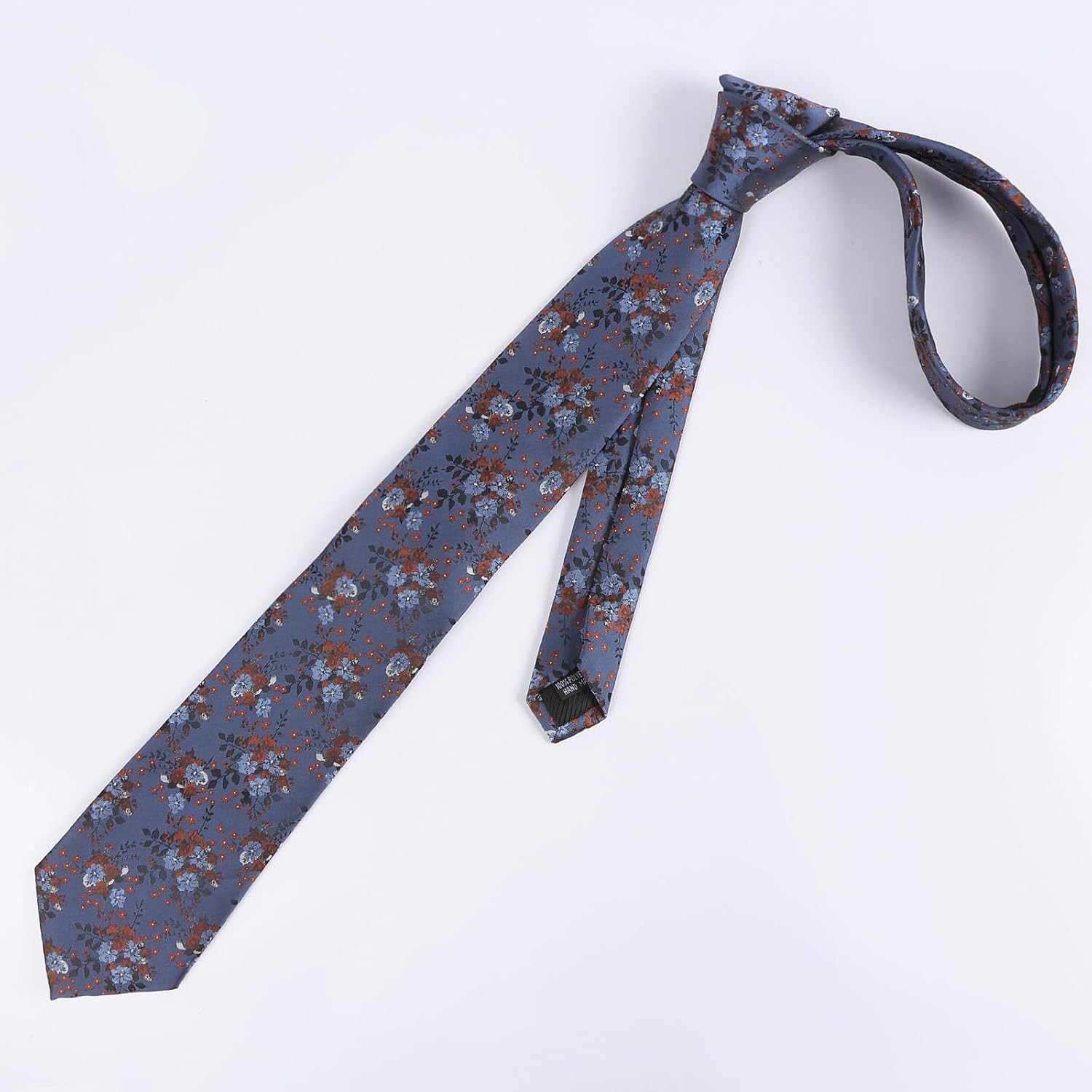 Detalle de Alizeal Floral Patterned Necktie & Pocket Square Set – Self‑Tied Tie for Formal Occasions