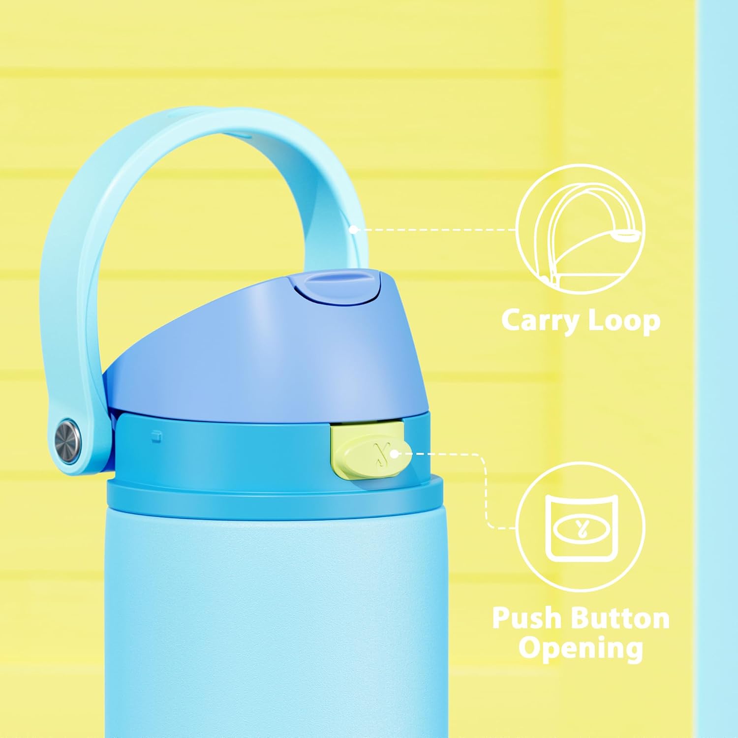 Detalle de Meoky iwbh-24oz1p-LB Insulated Stainless Steel Water Bottle, 24 oz, Azure