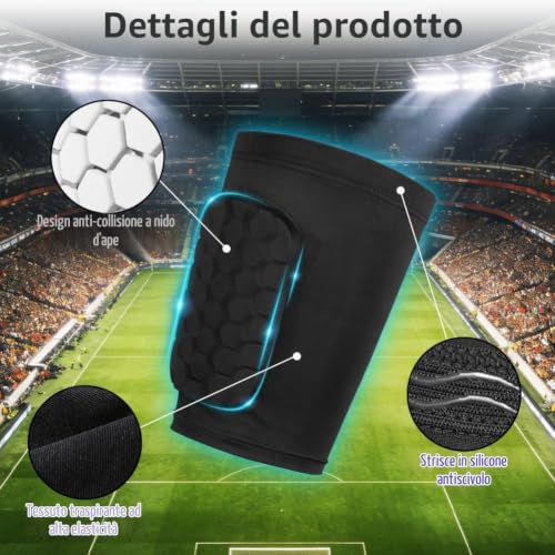 Detalle de AYBUY Parastinchi da Calcio in nido d'ape con cuscinetti EVA da 10 mm – 1 paia