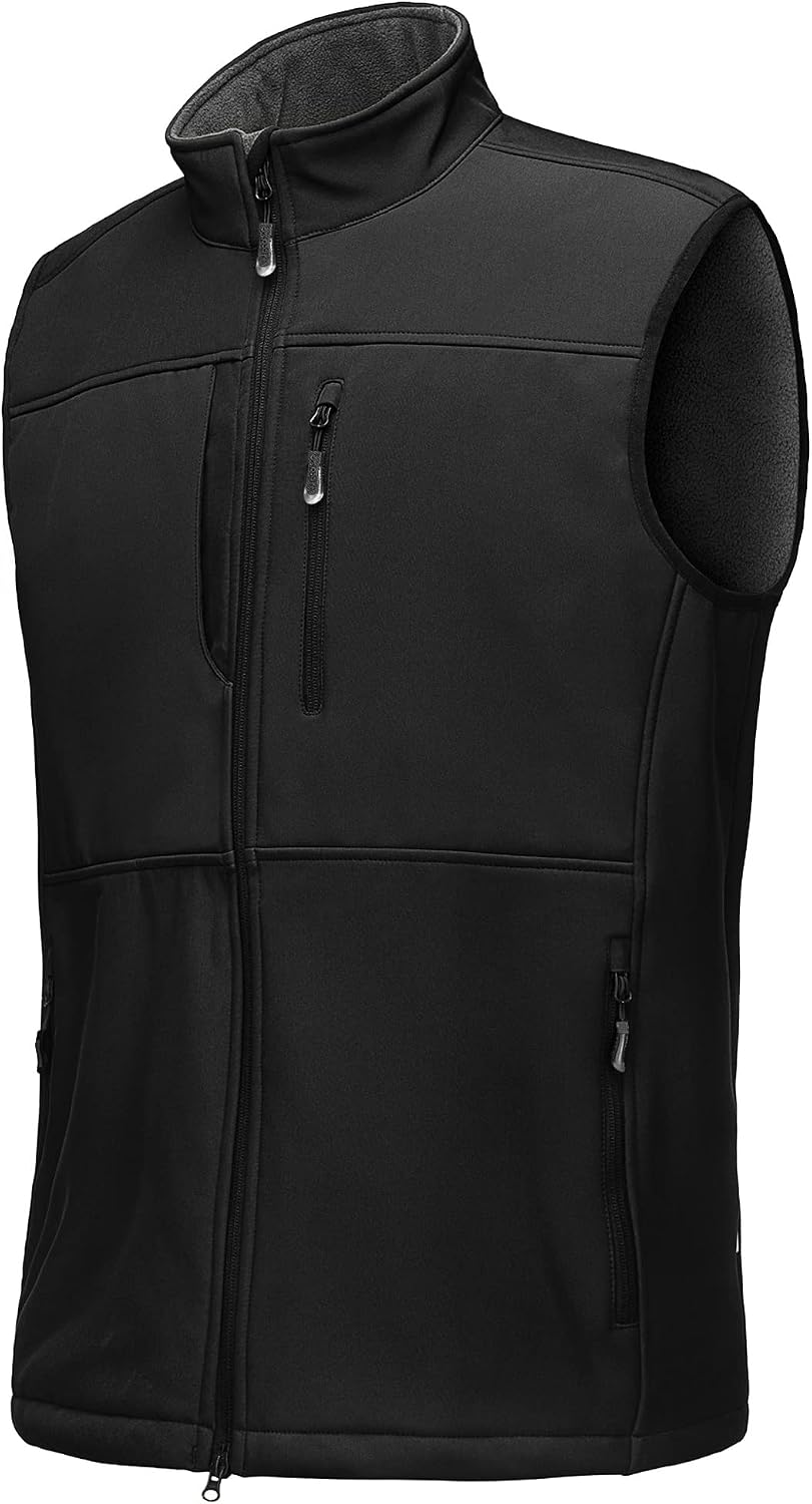 Detalle de 33,000ft Herren Outdoor-Weste aus Softshell mit Fleece-Futter – wasserdicht & winddicht, mit 7 Taschen
