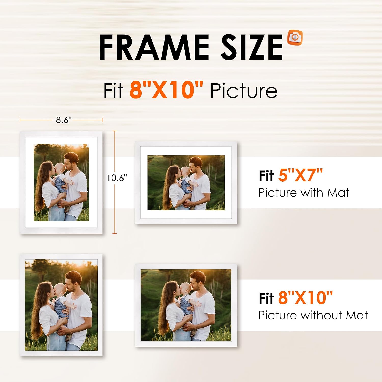 Thumbnail 1 de FIXSMITH 8x10 Picture Frame Set of 2 (HD Plexiglass) – White photo frames for tabletop or wall