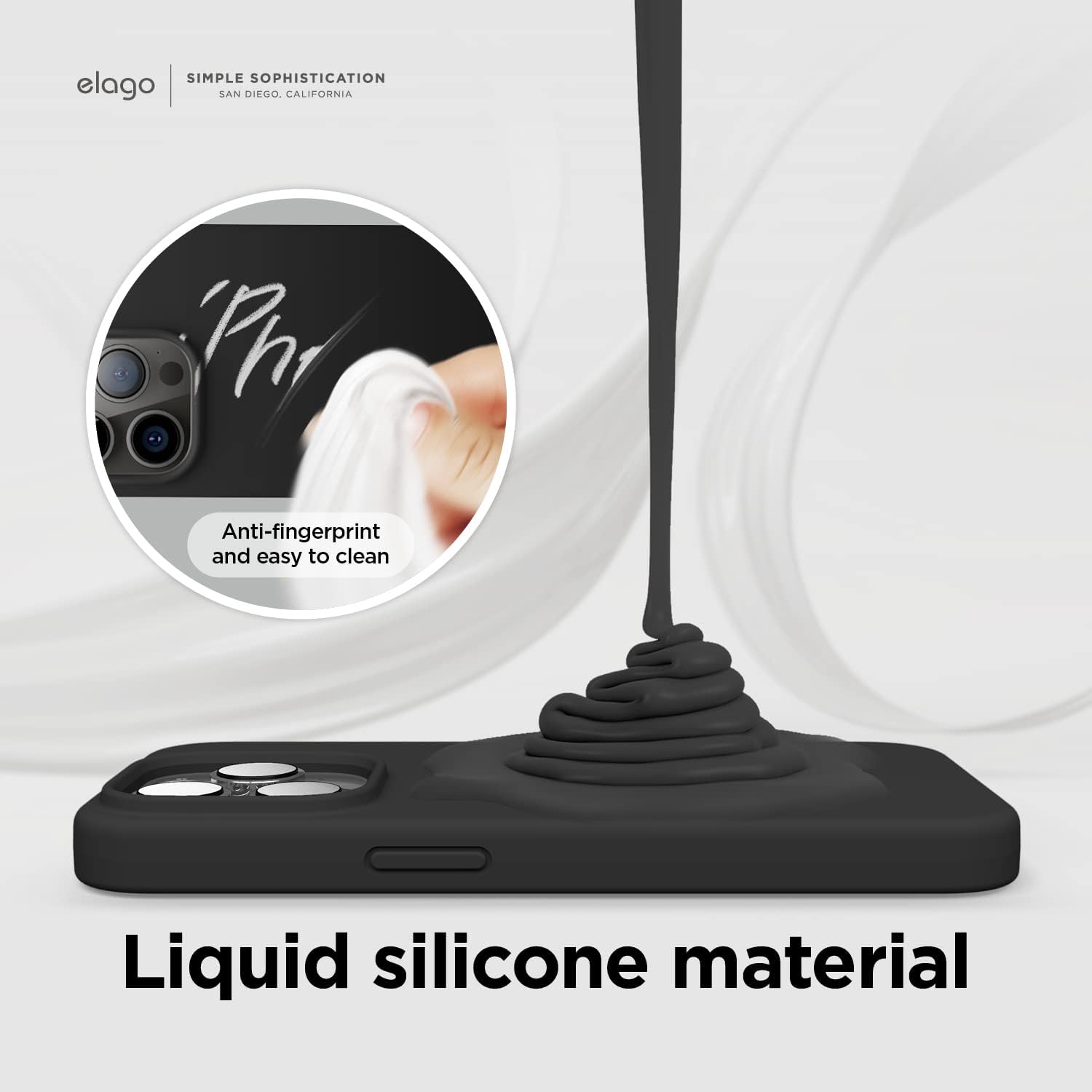 Detalle de elago Cover in Silicone Liquido 4 Strati per iPhone 14 Pro (6,1") con microfibra antigraffio – Nero