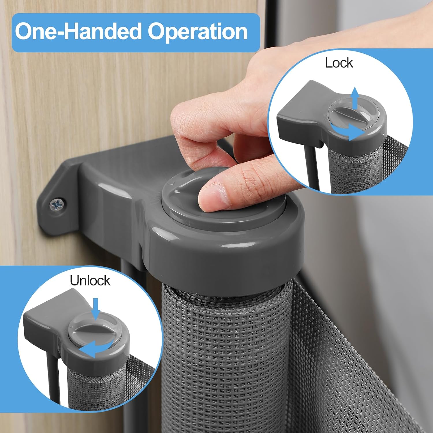 Thumbnail 4 de Retractable Mesh Safety Baby or Dog Gate (86cm tall) – Expands up to 300cm wide, Grey