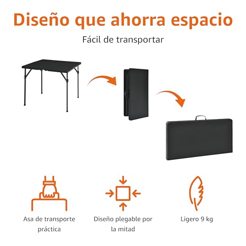 Thumbnail 2 de Amazon Basics Mesa de comedor plegable cuadrada con asa de transporte (86,1 x 86,1 x 74 cm) – portátil y ligera