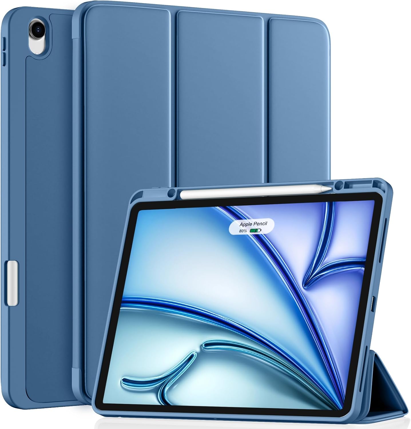 Detalle de Vobafe Hülle für iPad Air 13 Zoll M4 2026 / M3 2025 / M2 2024 – Dreifach-Ständer, Stiftablage, Auto Wake/ Sleep, TPU-Rückseite, Blau
