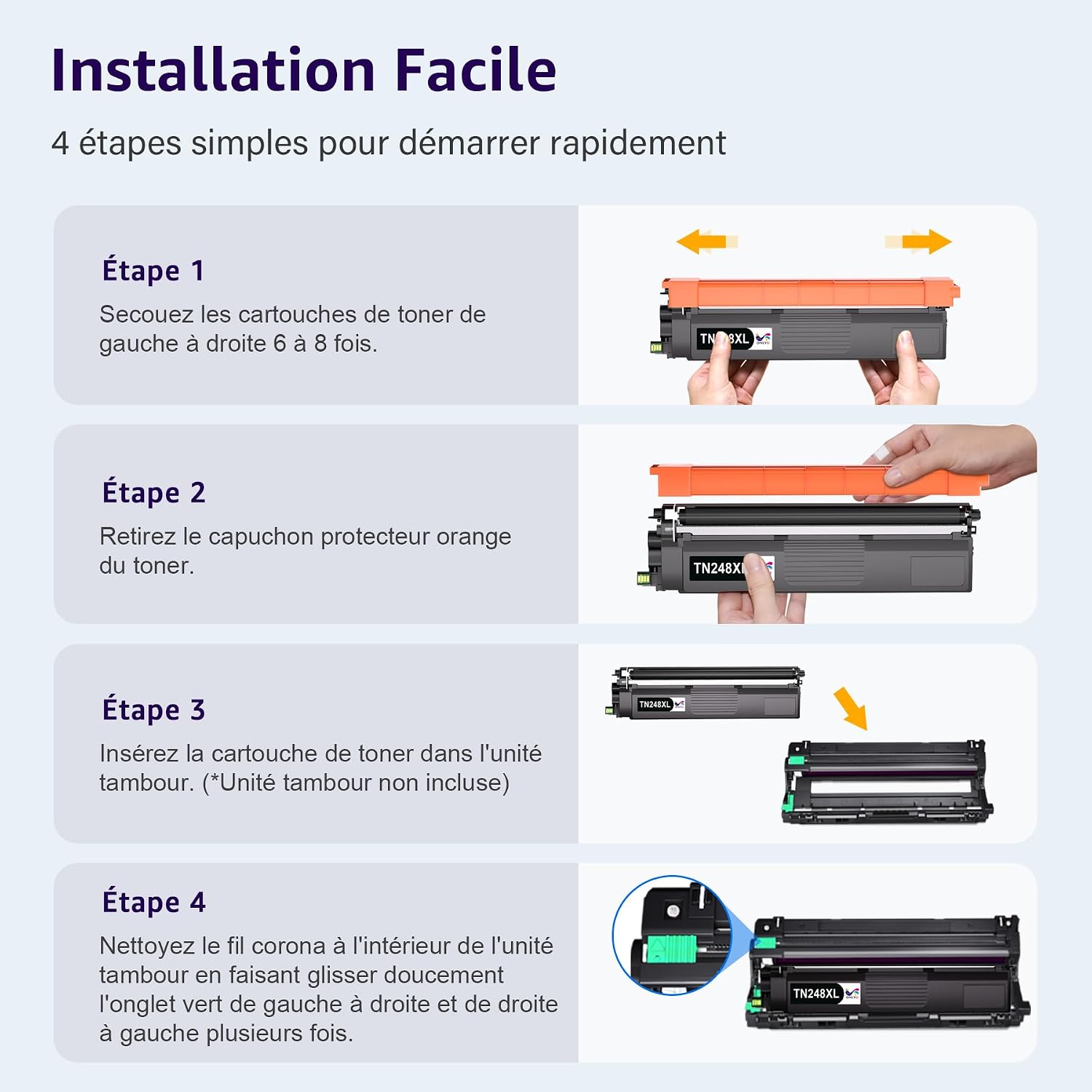 Thumbnail 6 de OnlyU TN248XL Kit Compatible Brother – 4 cartouches TN248XL (CMYK) pour DCP/L/M séries