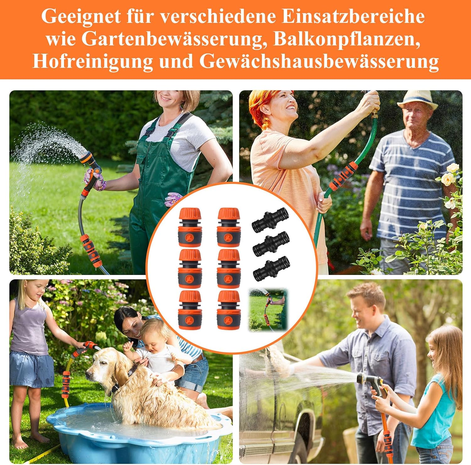 Thumbnail 6 de Raheem 9er Schlauchkupplung 1/2 Zoll Satz – 6 Kupplungen + 3 Doppelstecker, Gardena-kompatibel