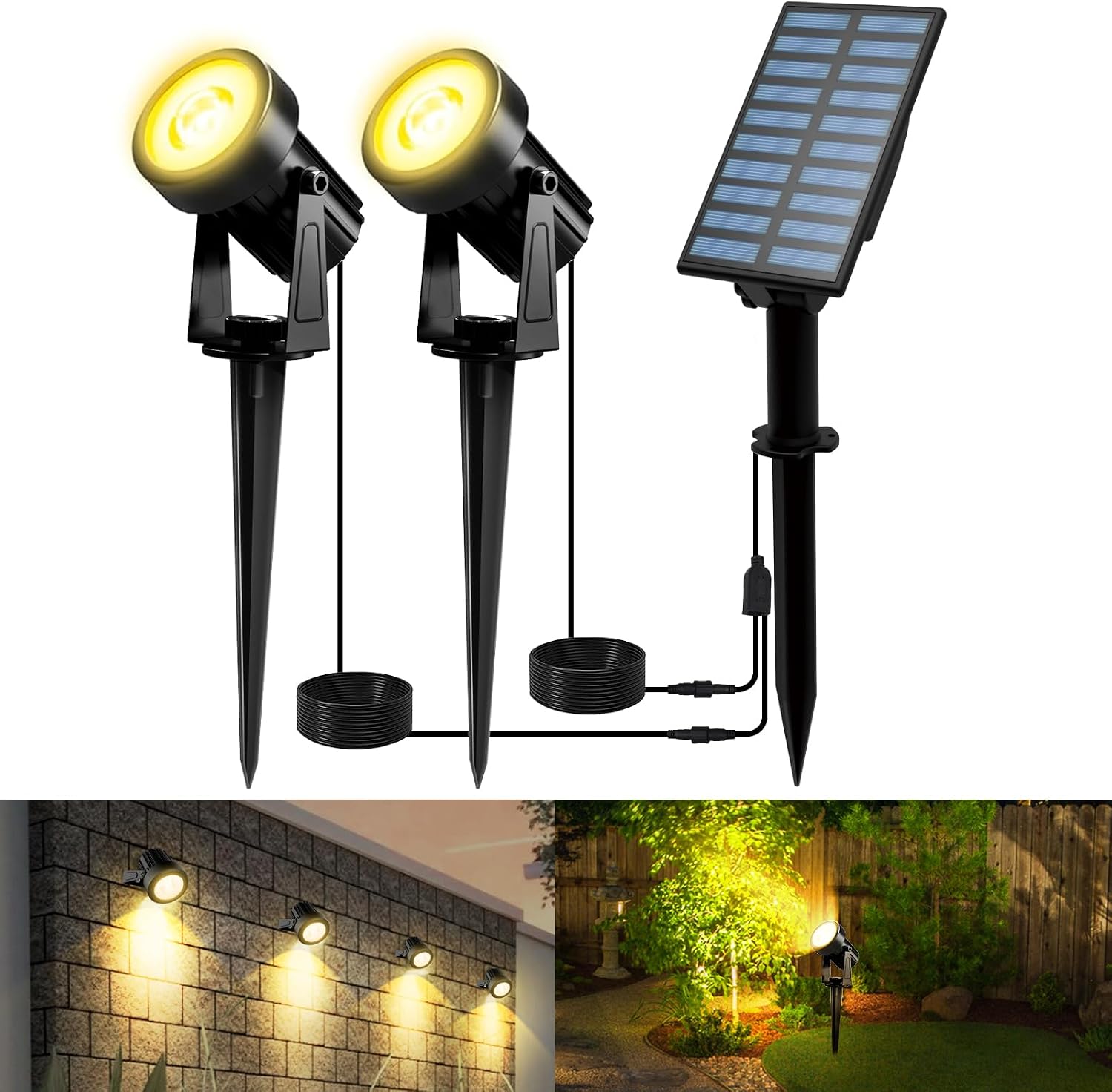 Detalle de T-SUNUS Solarstrahler Außen – zuverlässige Gartenbeleuchtung mit 2 Modi, IP65, getrenntes Panel