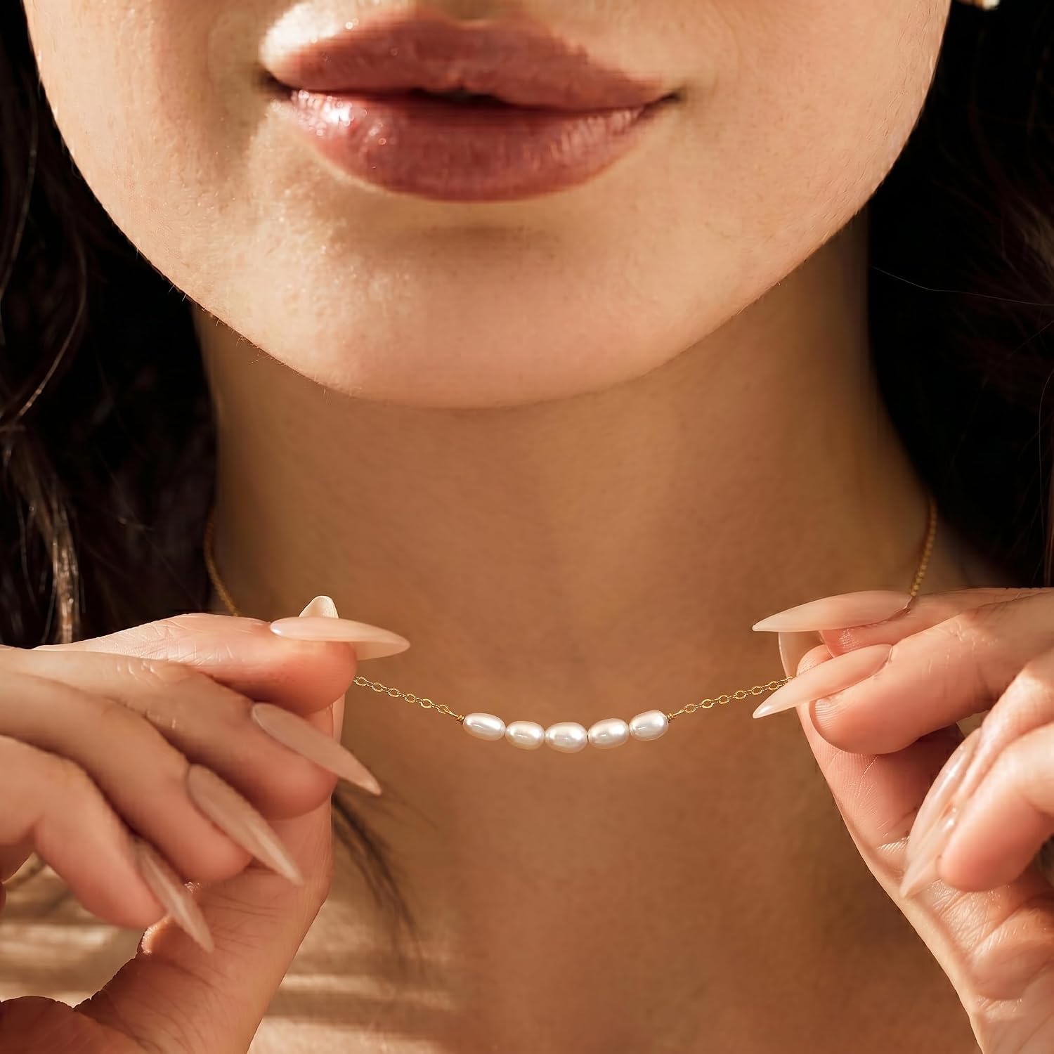 Detalle 2 de Tewiky Pearl Necklace 14K Gold-Plated