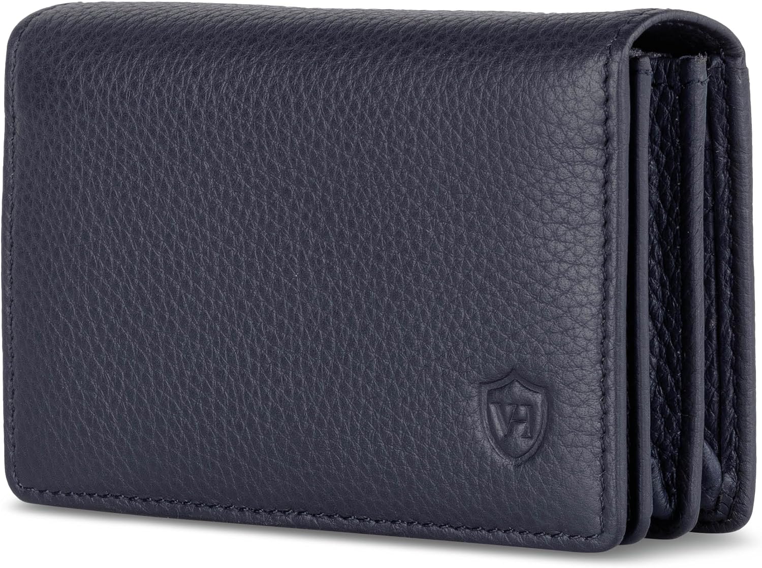 VON HEESEN Visitenkartenetui Leder mit RFID-Schutz – 50 Karten, 6 Fächer, Dunkelblau