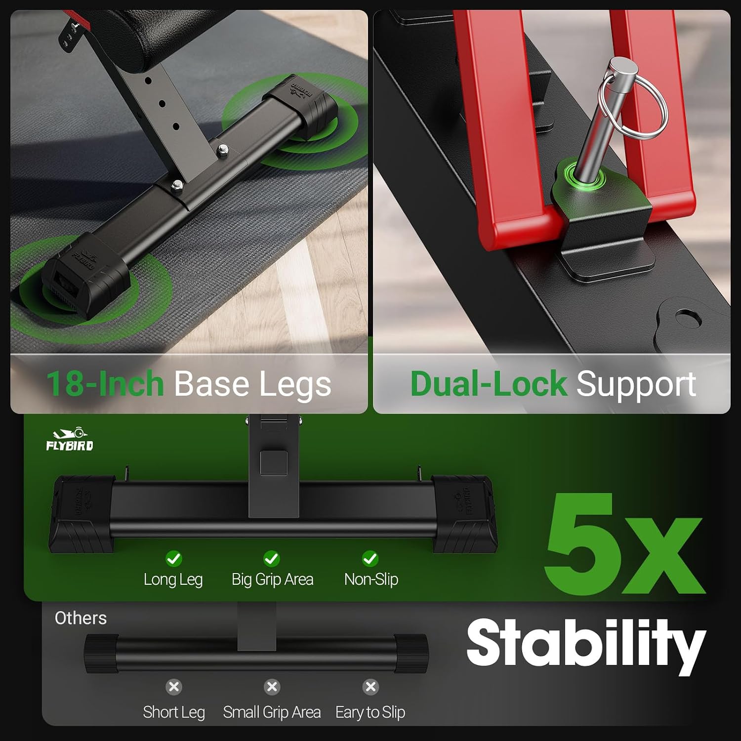 Detalle 2 de FLYBIRD XL Adjustable Weight Bench, 750 lb Capacity, Foldable with Extended Headrest