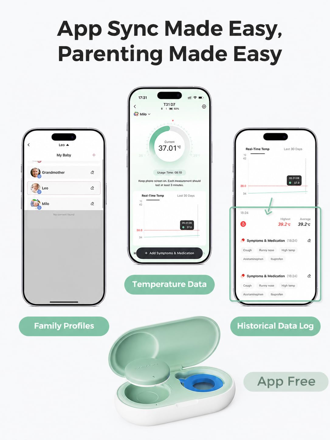 Thumbnail 4 de Momcozy Wearable Digital Thermometer for Baby with App Monitoring