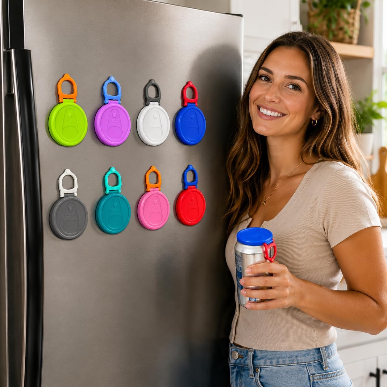Detalle 1 de Reusable Soda Can Lids, 8-Pack