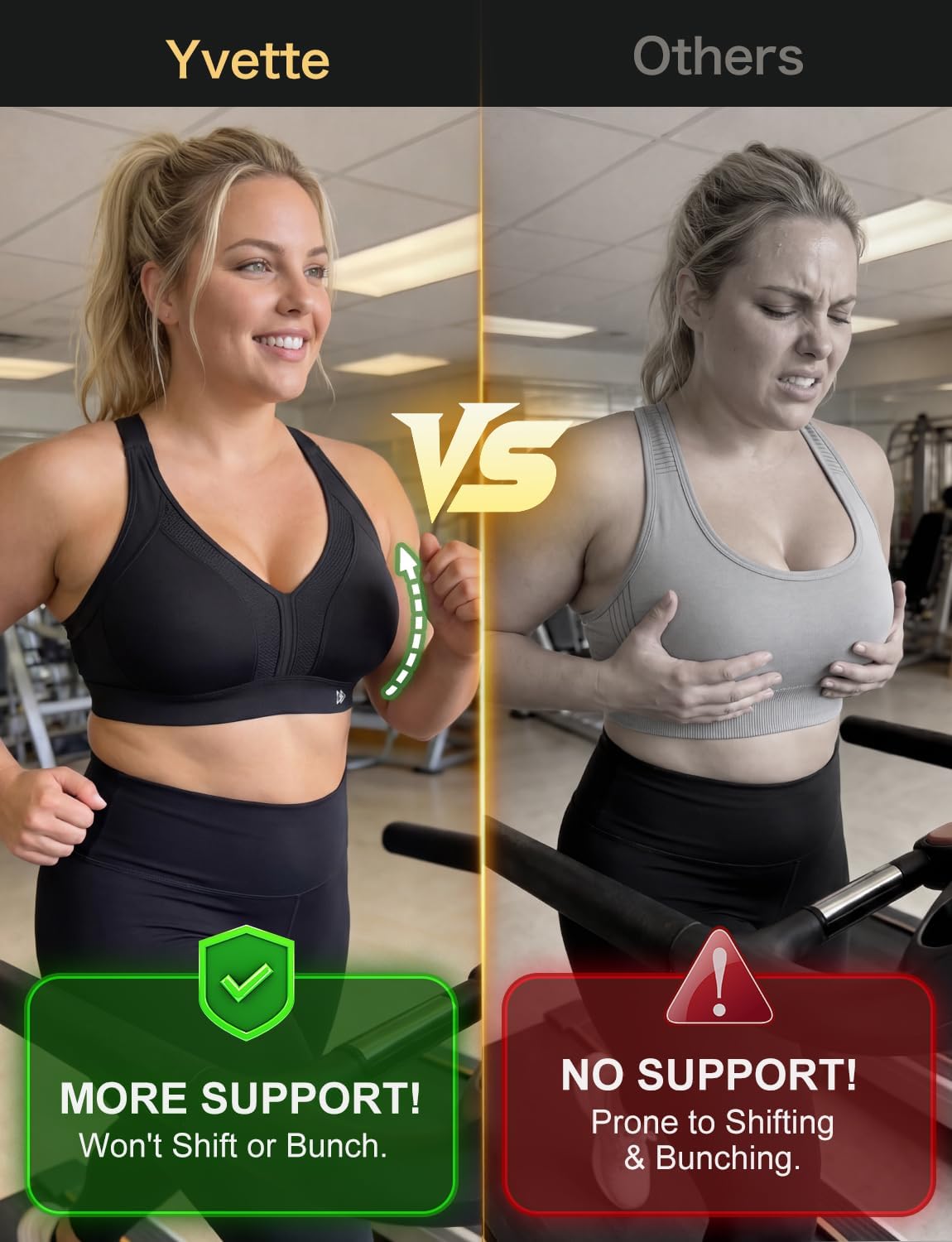 Thumbnail 6 de Yvette High-Impact Sports Bra for Women with V-Neck & Adjustable Criss-Cross Straps