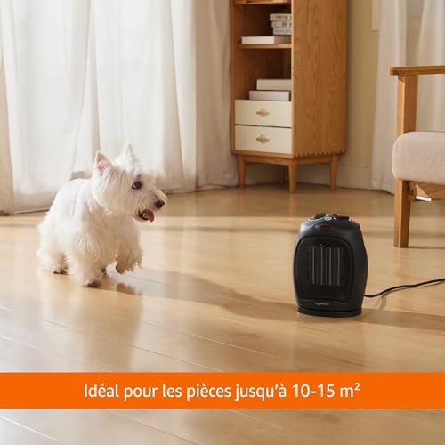 Detalle de Amazon Basics Radiateur soufflant céramique pivotant 1 800 W, noir