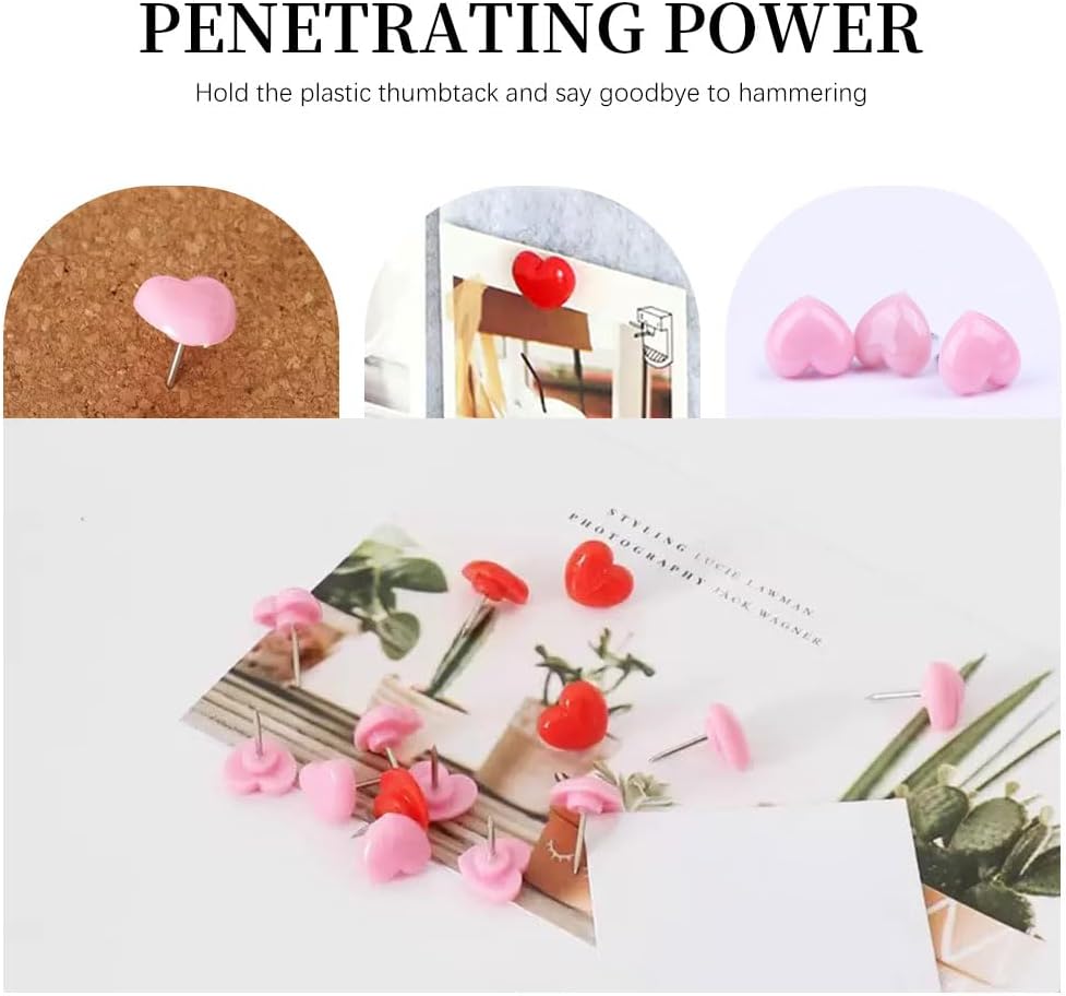 Detalle de 200 Pcs Heart-Shaped Drawing Push Pins for Notice Boards