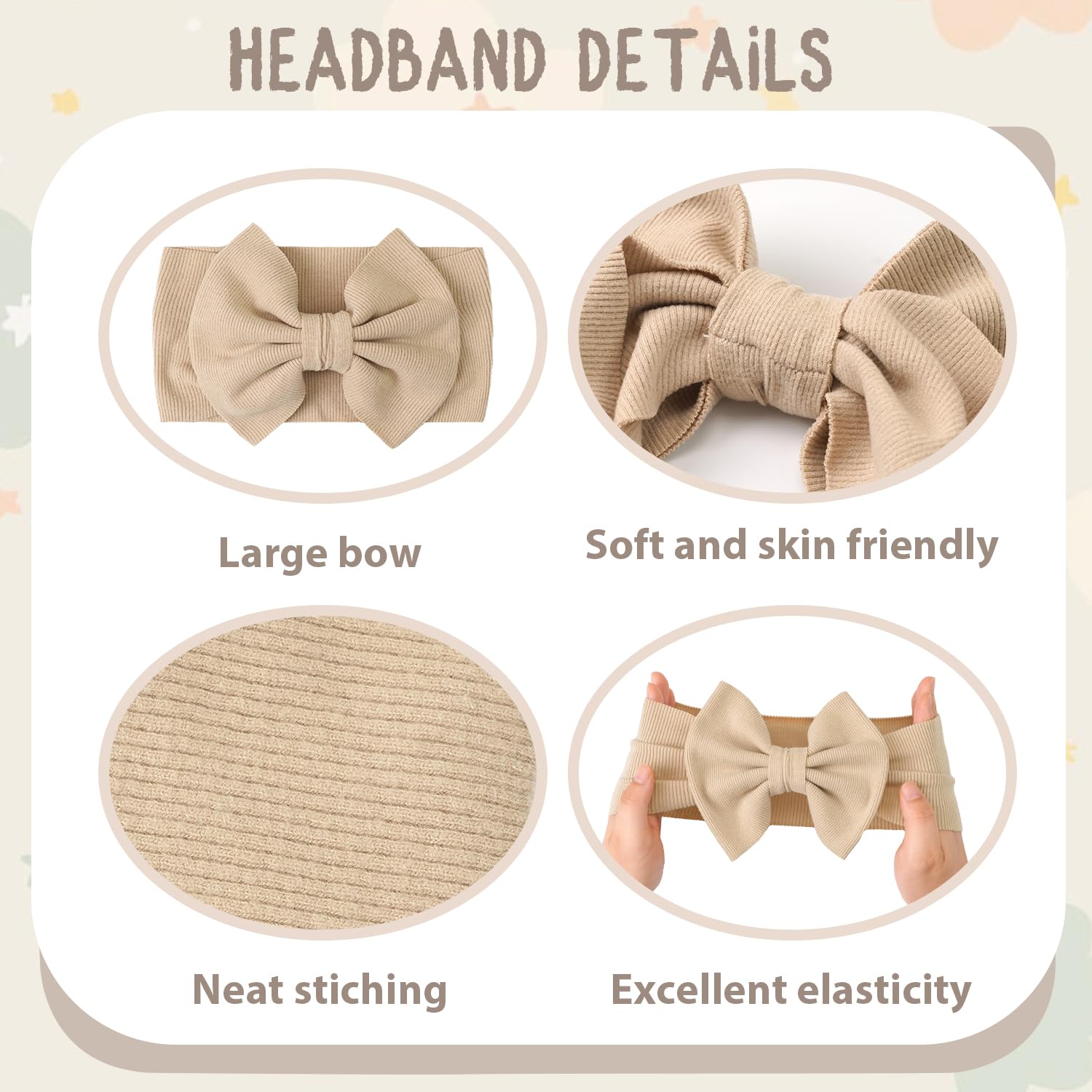 Detalle de CÉLLOT Baby Bow Headbands, 8 Colors, Stretchy Nylon Blend