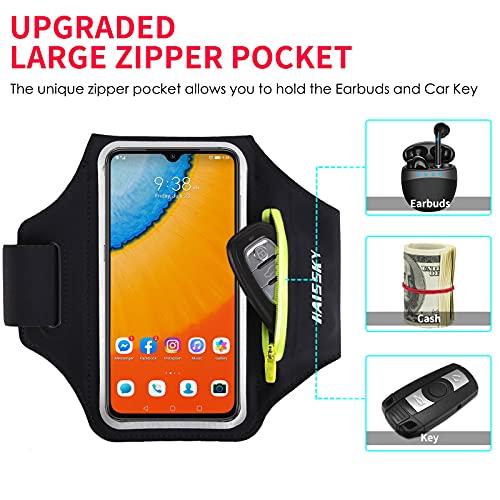 Thumbnail 2 de HAISSKY Brazalete Deportivo con Bolsa de Auriculares para Smartphones de hasta 6,9" (Negro) — Ajustable para iPhone y Galaxy