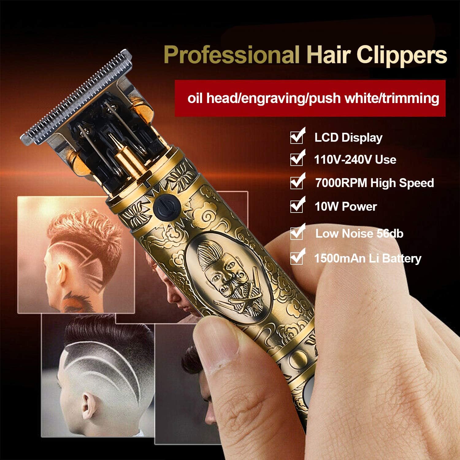 Detalle 2 de Suttik Hair Clippers Zero Gapped T‑Blade cordless trimmer