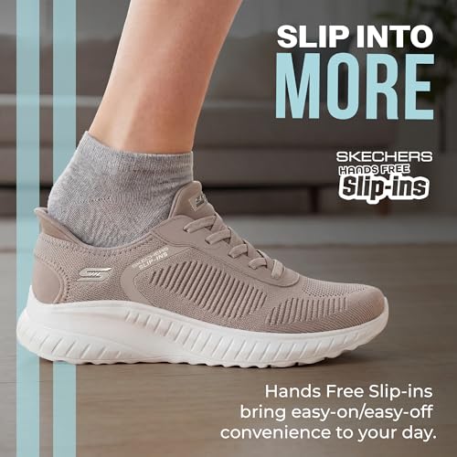 Detalle de Skechers Femme Bobs Squad Chaos Current Muse Slip-In ENTRAINEUSE — Taupe Textile, 38 EU