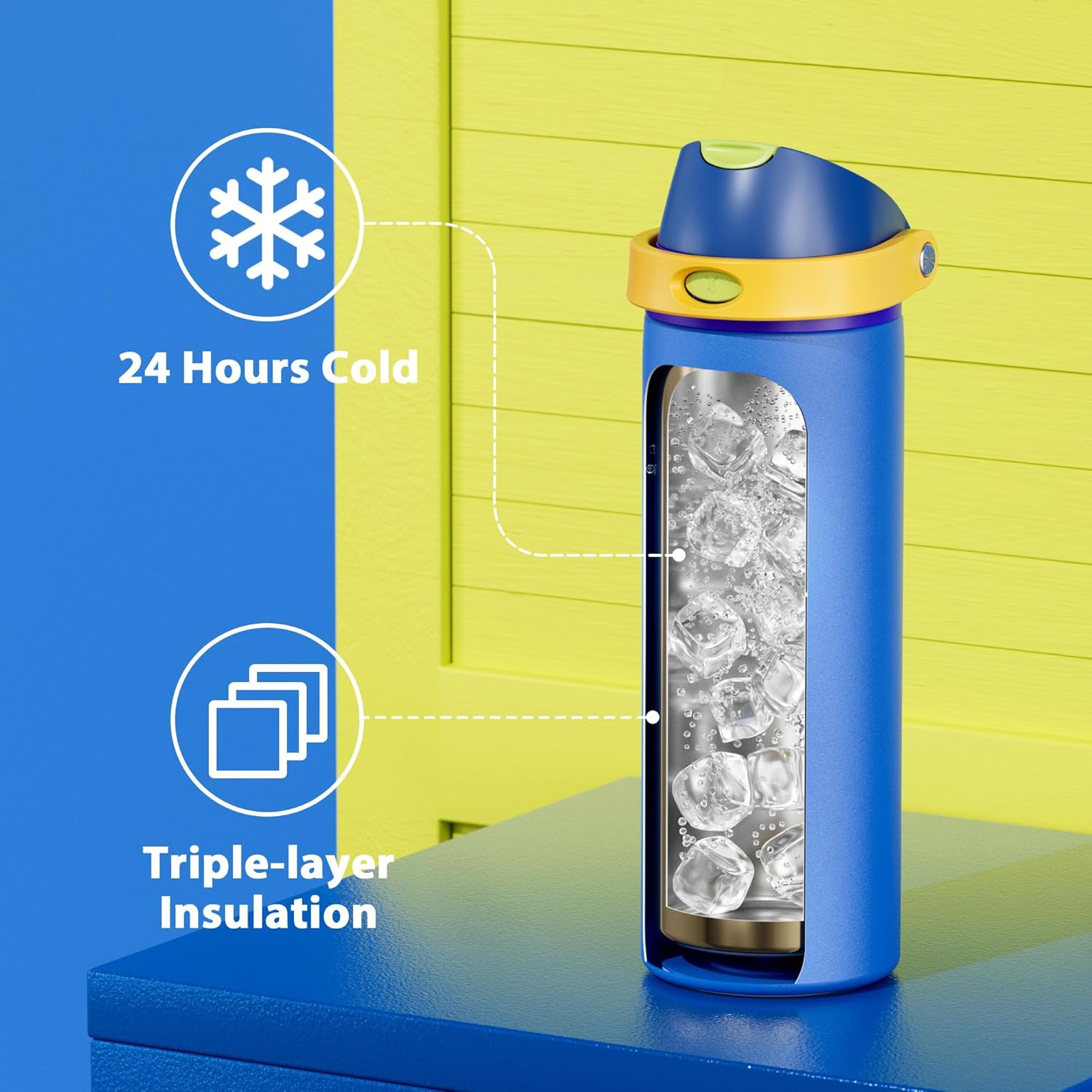Thumbnail 4 de Meoky 710ml Stainless Steel Water Bottle with 2-in-1 Lid (Sapphire) for Sports