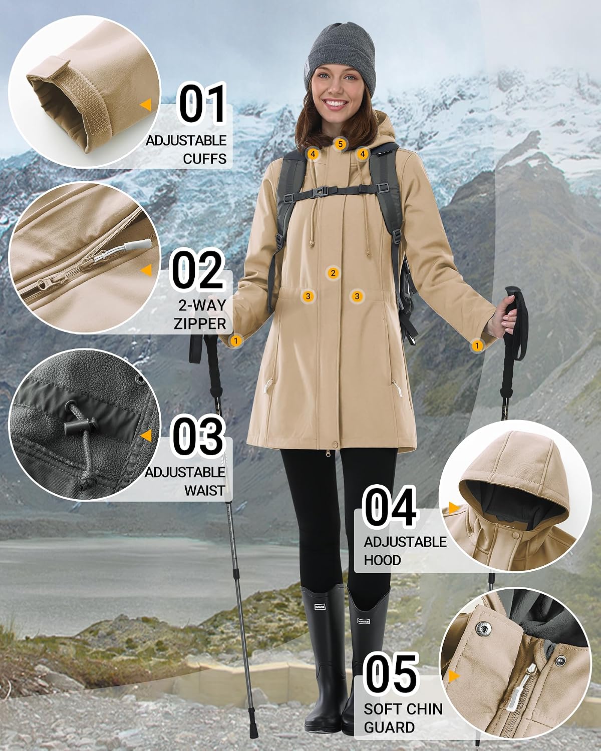 Detalle 2 de Softshell Regenjacke Damen mit 8000 mm