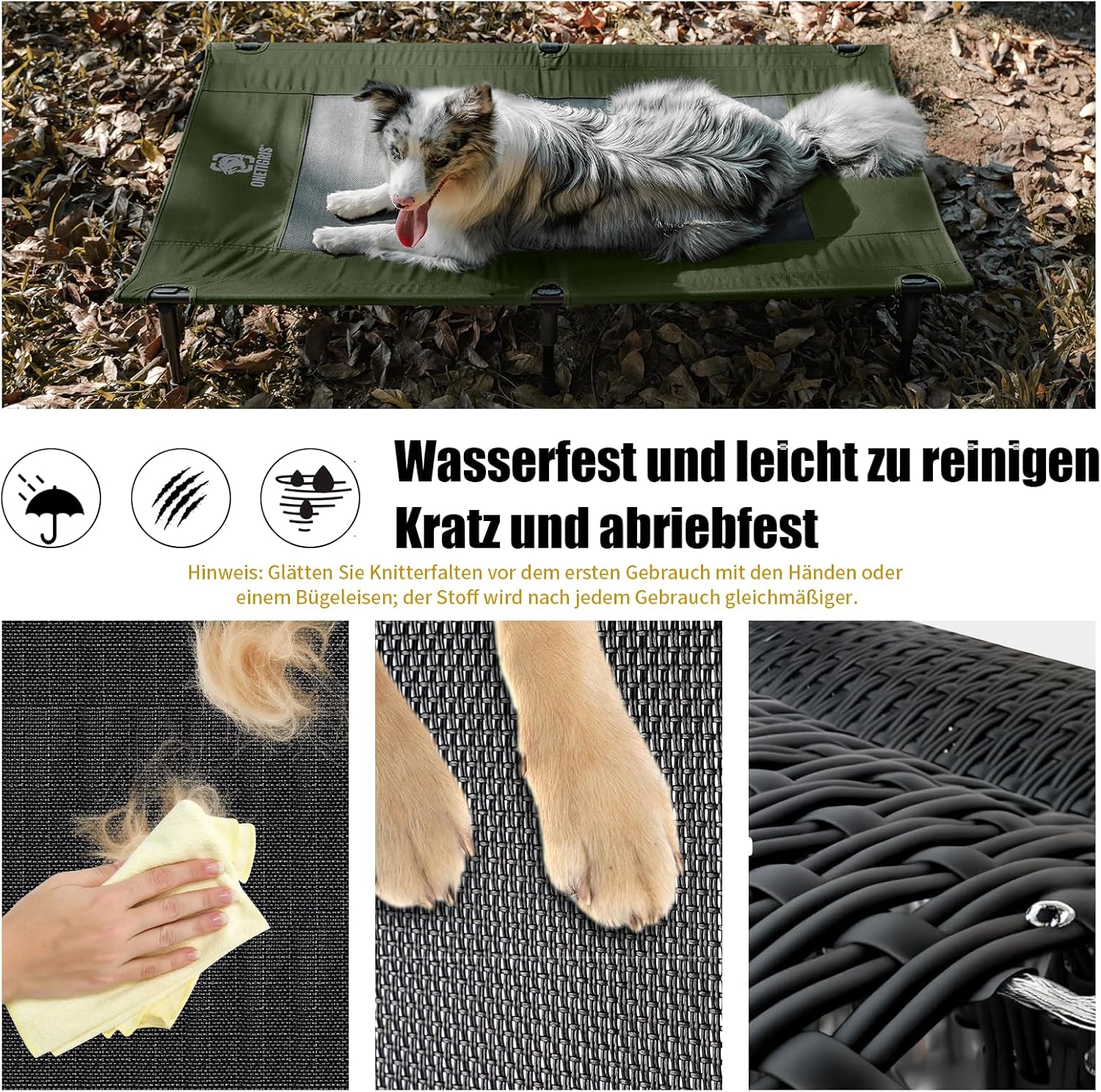 Thumbnail 2 de OneTigris Hundeliege Outdoor (130×70 cm) erhöht, 21 cm Höhe – faltbar & atmungsaktiv
