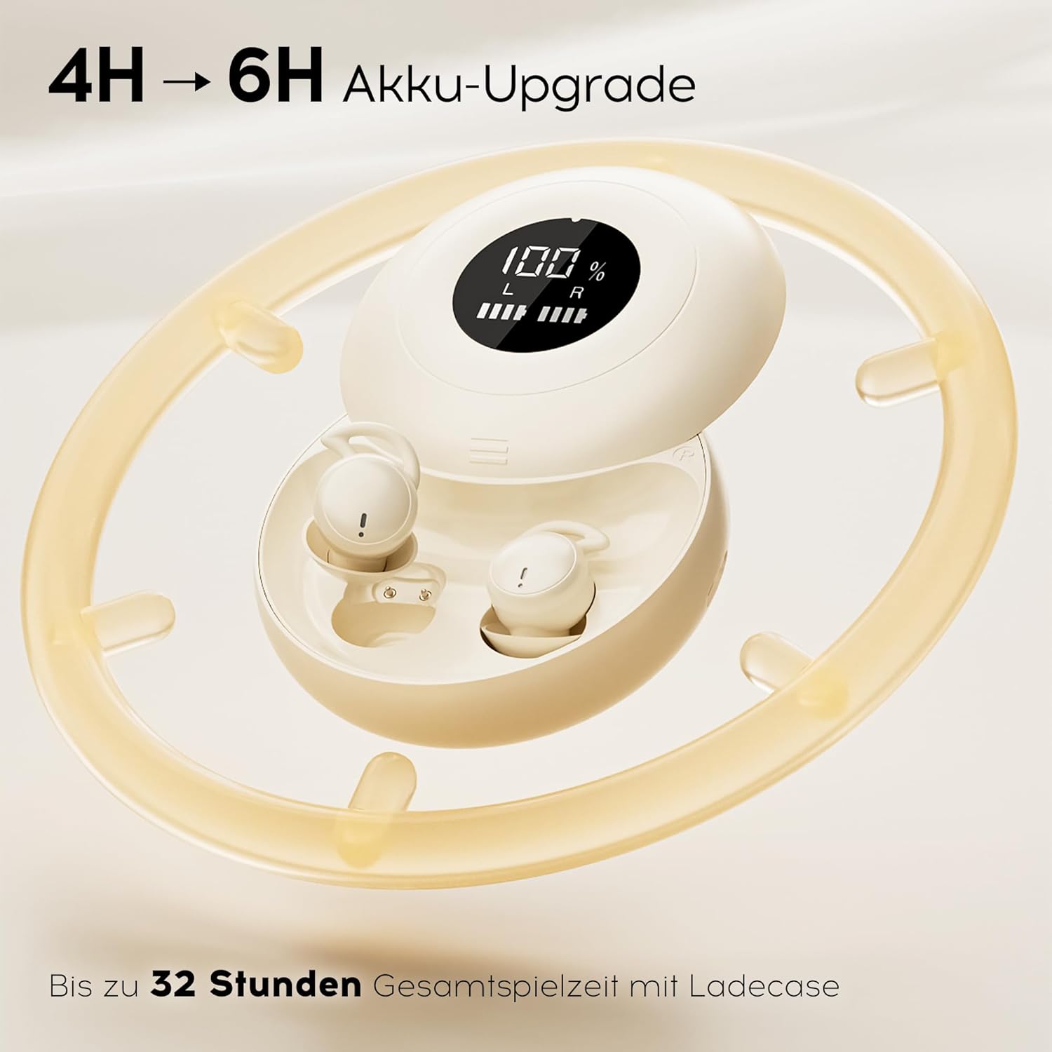 Detalle de sunvito Schlafkopfhörer Bluetooth 6.0 – Ultralange Akkuzeit, Weiche Silikon-Ohrstöpsel, IPX3, ideal zum Schlafen
