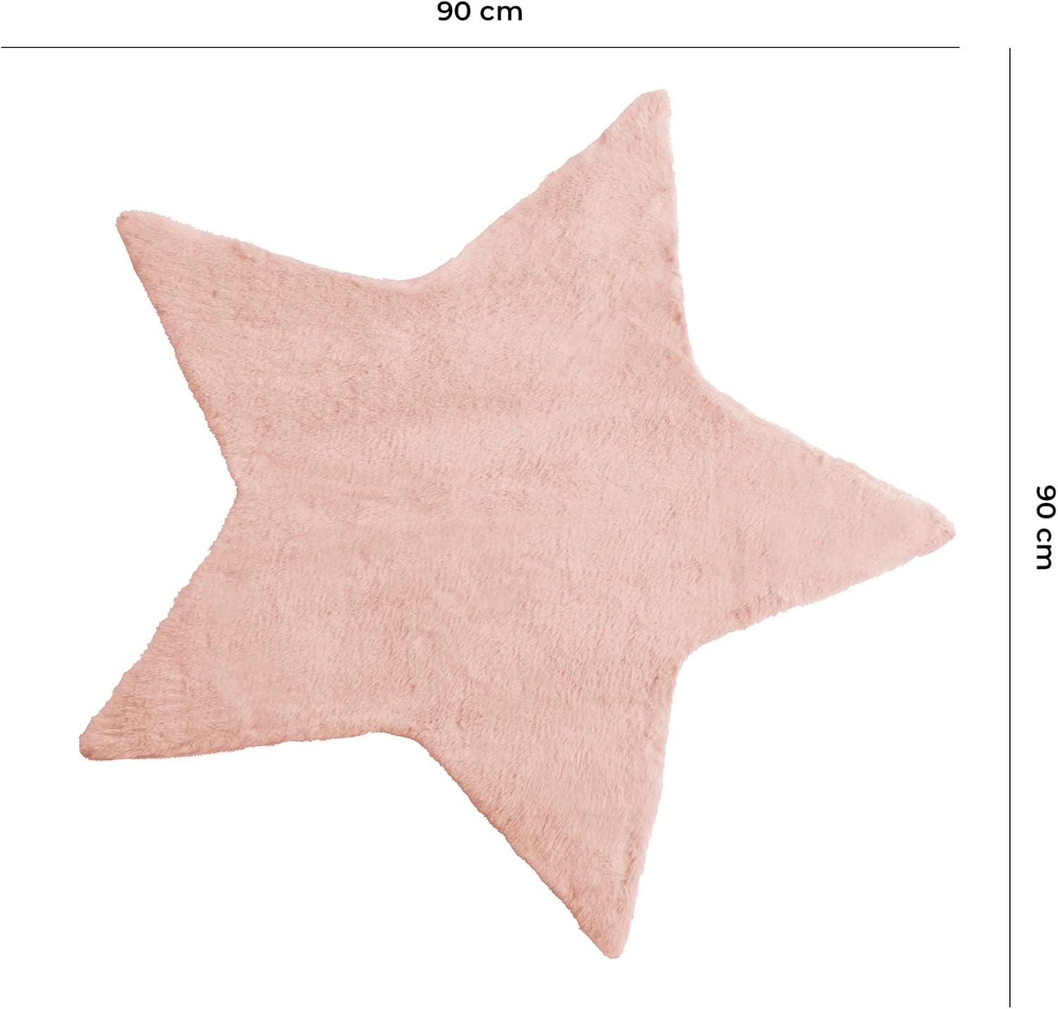 Detalle de Baroni Home tappeto a pelo lungo in pelliccia ecologica Stella Rosa 90x90 cm per cameretta bambini