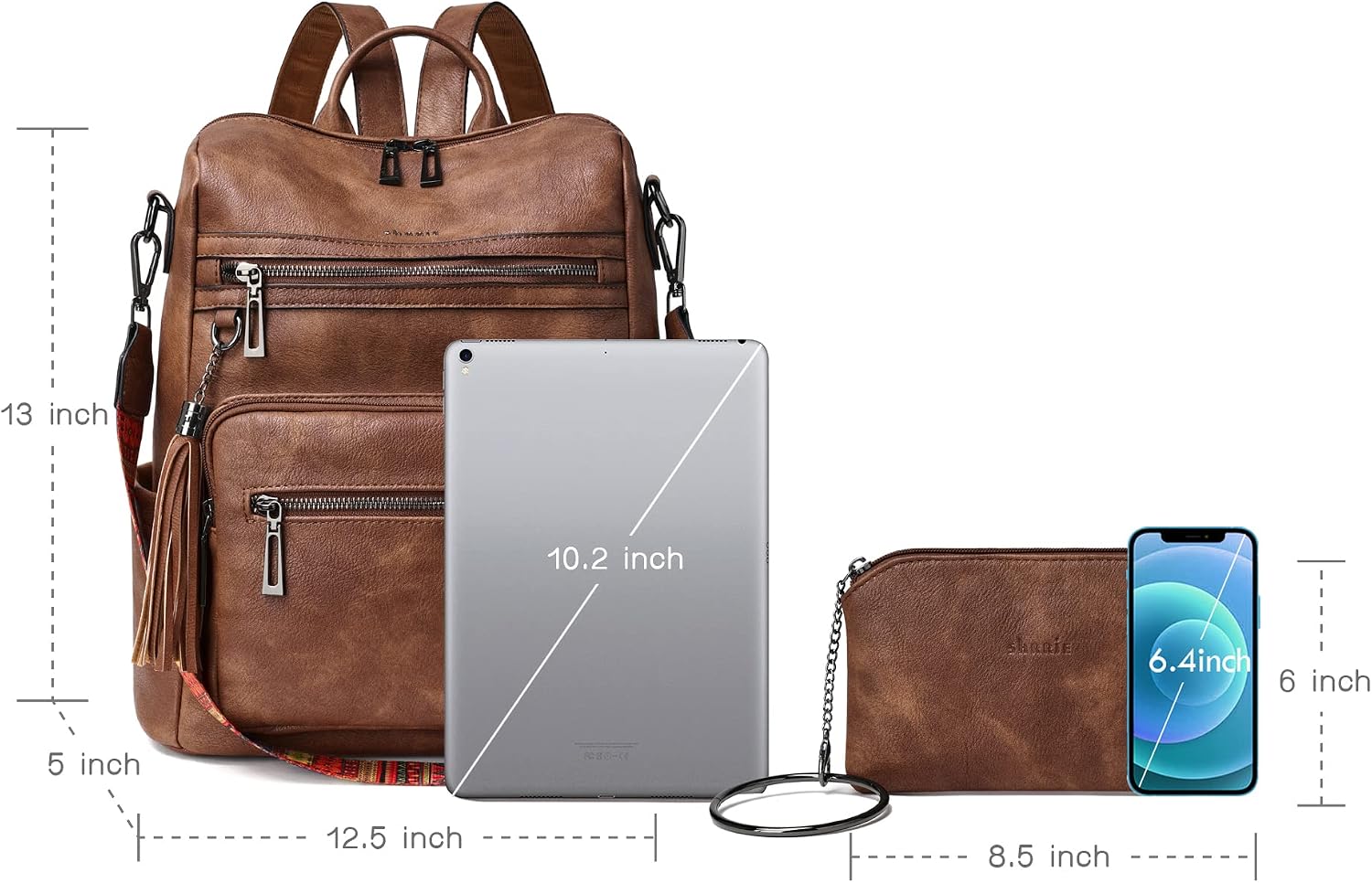 Detalle de Shrrie Backpack Purse for Women – Convertible faux leather backpack bag for travel and everyday