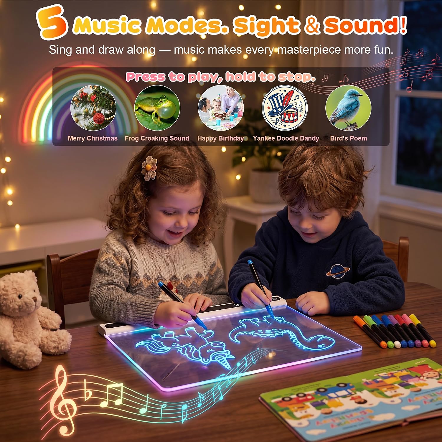 Thumbnail 1 de GOLSPARK JSK-X19 16-Inch LED Drawing Board with Music and 14 Light Effects