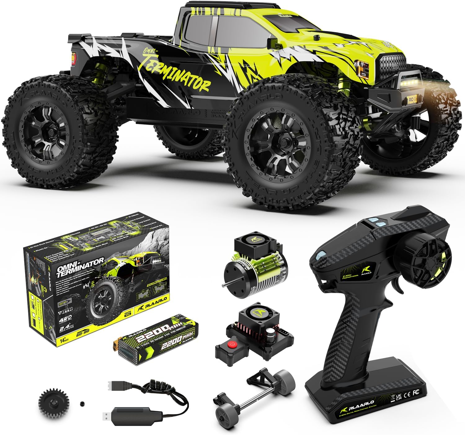 Detalle de AMORIL 1/10 RTR Brushless 4WD Fast RC Monster Truck (Green) – 3S LiPo ready
