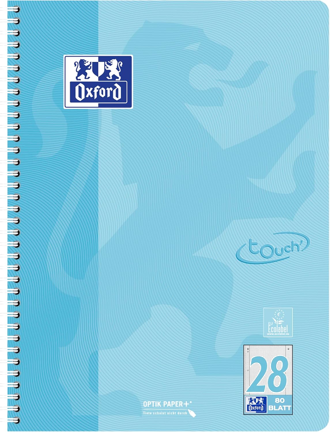 Detalle 2 de Oxford Touch Collegeblock A4 kariert mit Doppelrand – 80 Blatt, 5 Pastellfarben (5er Pack)